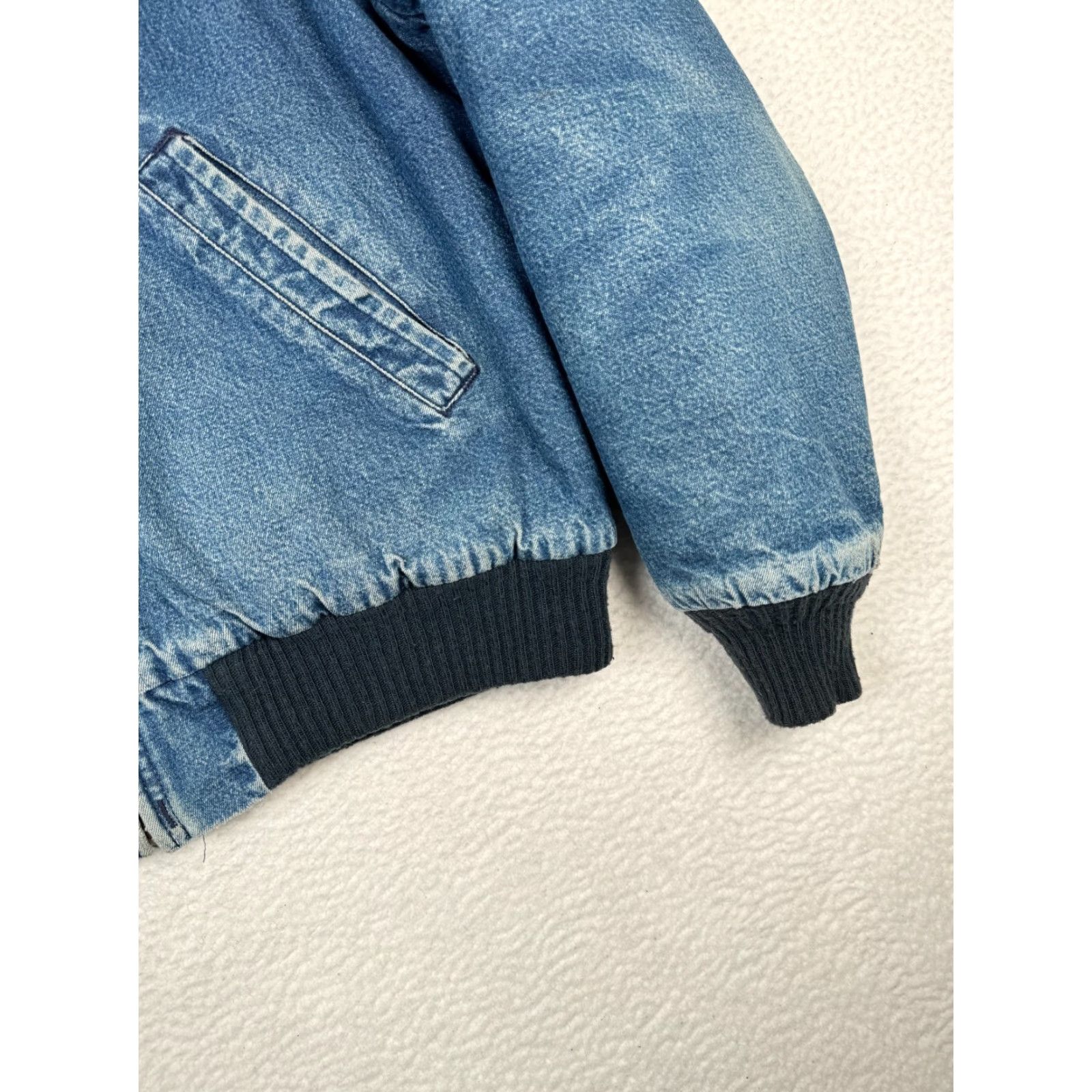 Vintage VINTAGE OshKosh B'gosh Bomber Jacket Denim Men's Medium - Faded Distressed, Blue, Zipper, Outdoor, 90s, Jacket, Mens Size US M / EU 48-50 / 2 - 5 Thumbnail