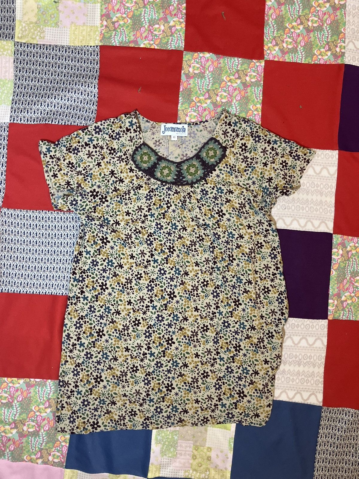 Japanese Brand Jocomomola de Sybilla Floral Top Wool Blend Crochet Neckline Size M / US 6-8 / IT 42-44 - 10 Thumbnail