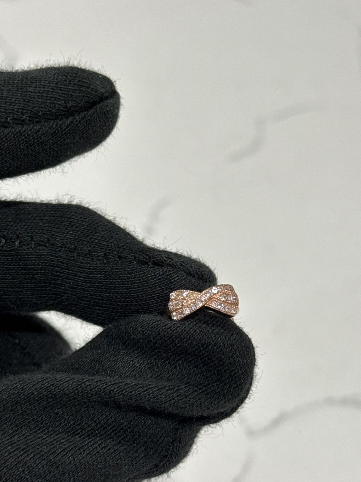 Jewelry Sterling Silver Rose Gold Diamond Infinity Huggie Earrings Size ONE SIZE - 4 Thumbnail