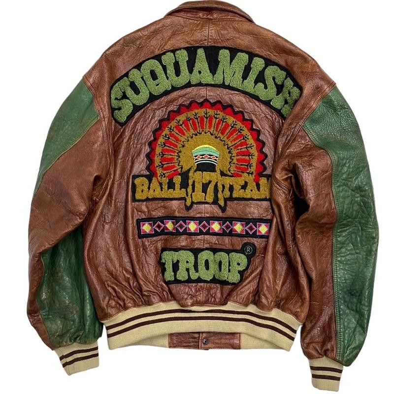 Troop Troop Suquamish leather jacket, Indian vintage varsity 90s L Size US L / EU 52-54 / 3 - 1 Thumbnail