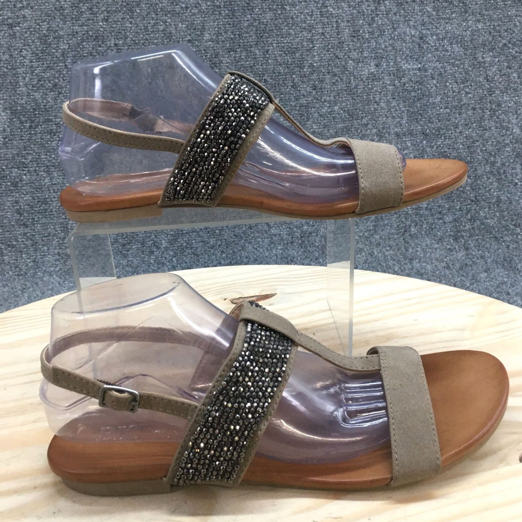 Vintage SOLE BKE Sandals Womens Slingback Brown Ankle Strap Casual Toe Post Size 10 M Size US 10 / IT 40 - 2 Thumbnail