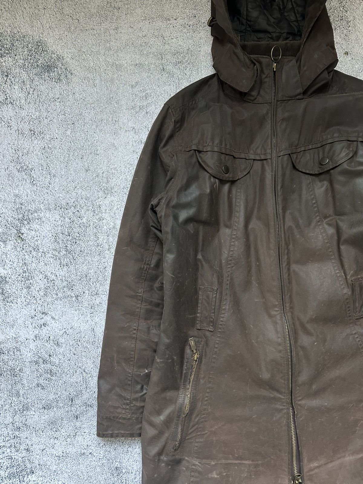 Barbour Vintage Wax Barbour Zip Jacket Distressed Fit Brown Size L / US 10 / IT 46 - 3 Thumbnail