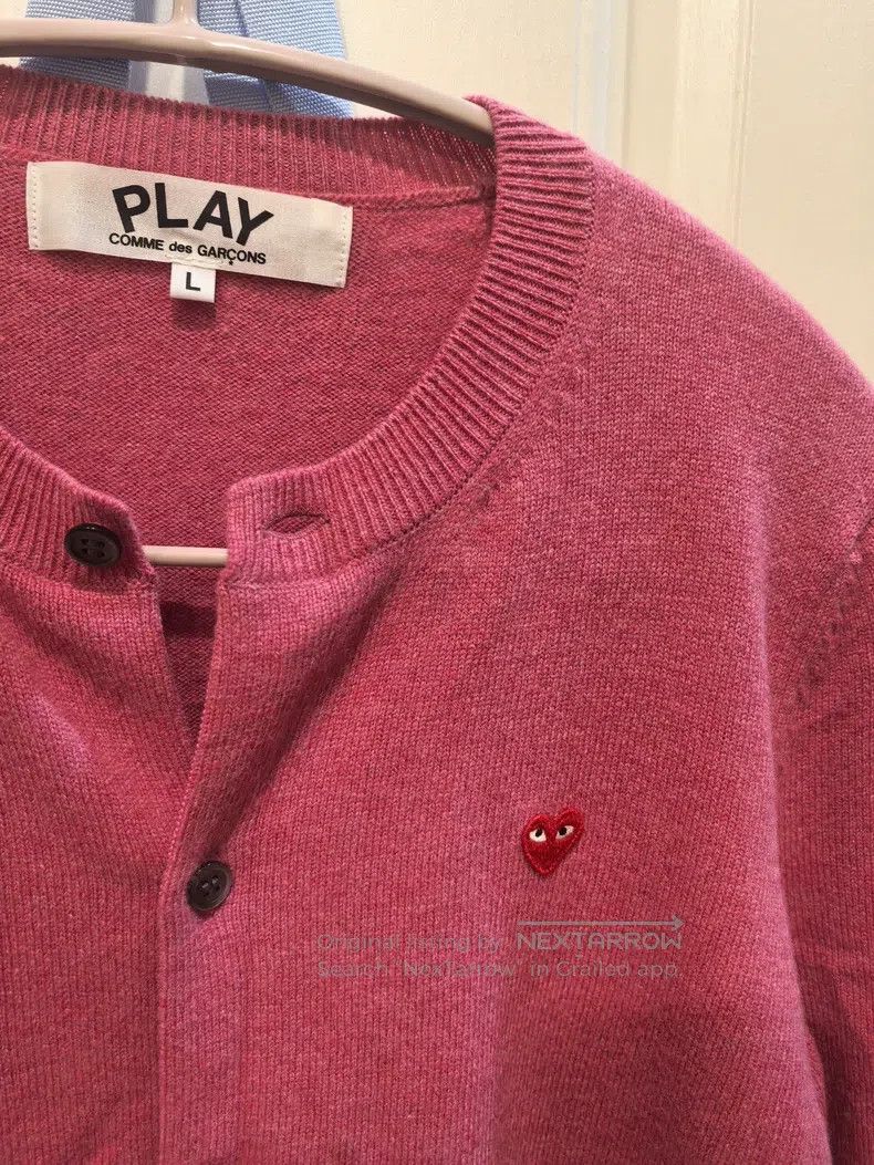 Other Comme des Garcons Pink Wool Cardigan Size L / US 10 / IT 46 - 2 Thumbnail