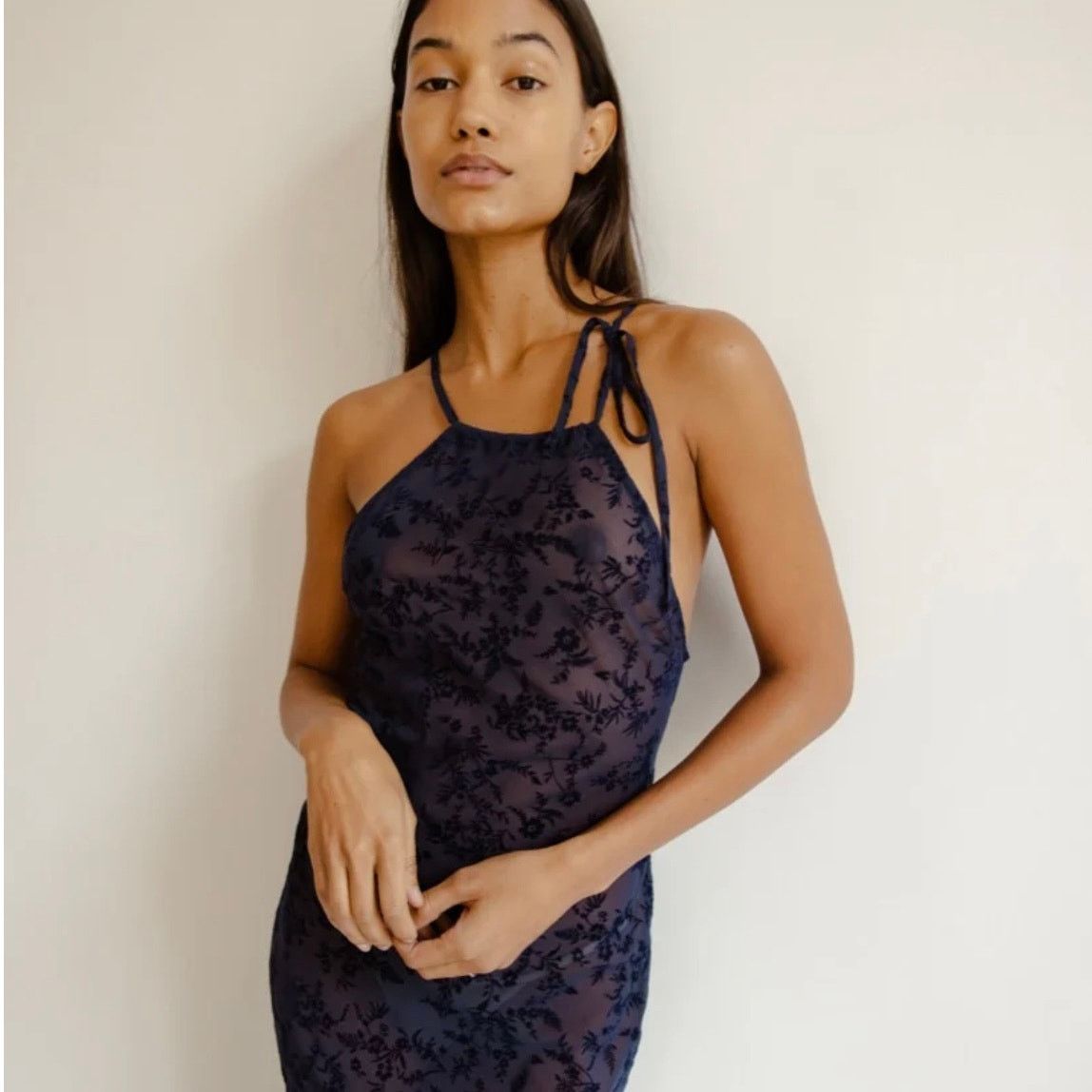 Musier Paris Musier Paris Sonfis Midi Dress Transparent Blue Floral Size M / US 6-8 / IT 42-44 - 2 Thumbnail