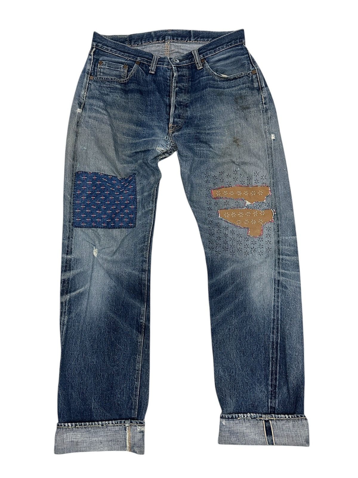 Denime 🔥🔥🔥Vintage 90s DENIME SELVEDGE distressed Shashiko Rework Size US 32 / EU 48 - 2 Thumbnail