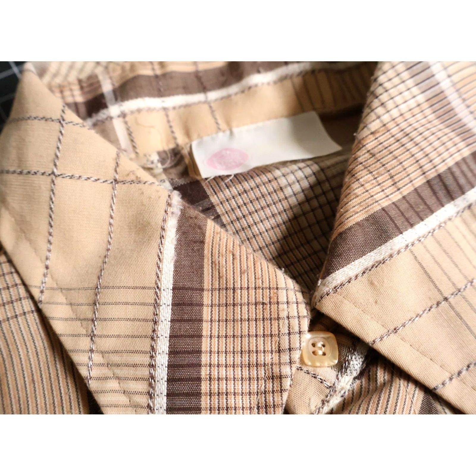 Sears VINTAGE Sears Kings Road Shirt Mens XL Beige Check Long Sleeve Button-Up 80s Retro Modern Casual Workwear Cotton Blend Polyester Blend Size US XL / EU 56 / 4 - 6 Thumbnail