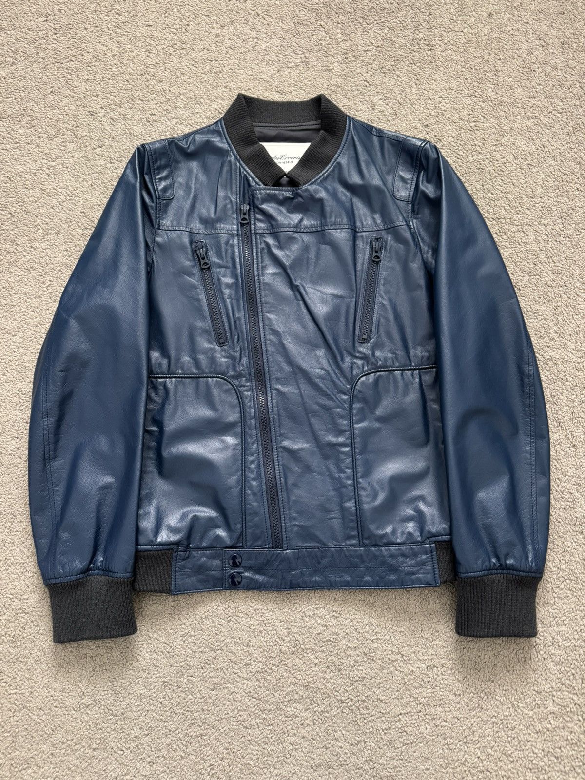 Undercover SS11 Undercover "Underman" Blue Biker Zipper Leather Jacket Size US M / EU 48-50 / 2 - 1 Thumbnail