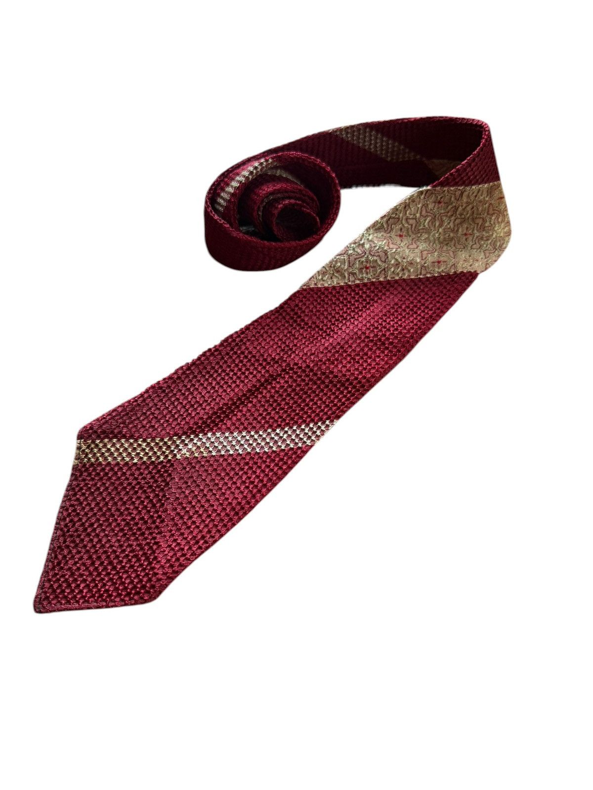 Other Vintage Japanese Tie – Textural Weave & Gold Diagonal Panel Size ONE SIZE - 1 Thumbnail