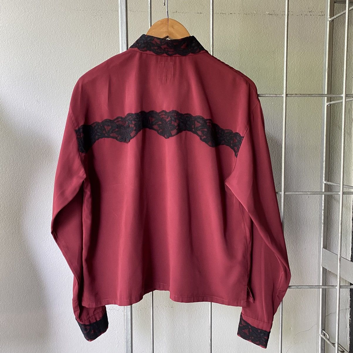Moschino MOSSCHINO Red Lace Trimmed Shirt Size M / US 6-8 / IT 42-44 - 4 Thumbnail