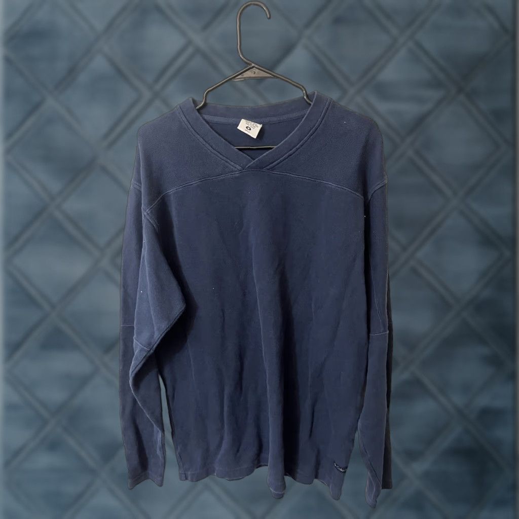 Vintage Columbia Men Sweater Pullover Knit V-Neck VTG Striped 80s 90s Navy Blue M Size US M / EU 48-50 / 2 - 1 Thumbnail