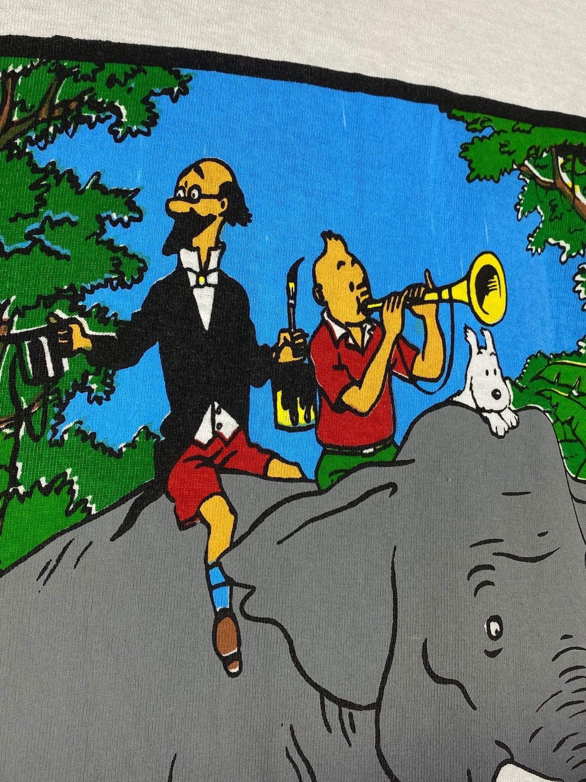 Cartoon Network 🔥 90s TINTIN CIGARS PHARAOH TEE JUNGLE RARE ELEPHANT VIBE Size US XL / EU 56 / 4 - 5 Thumbnail