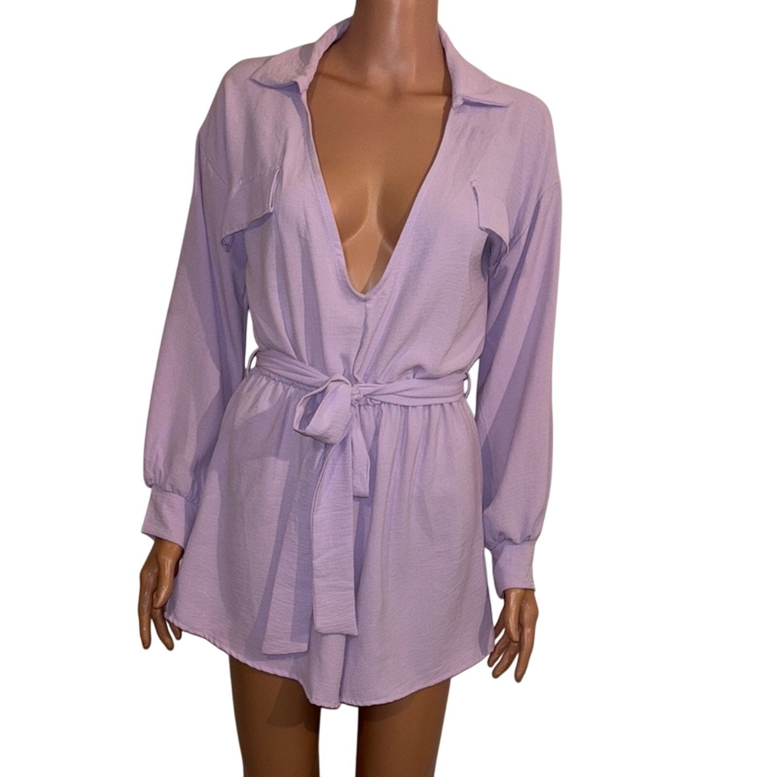 The Unbranded Brand Fashion Nova Lavender Long Sleeve Romper - Small Size S / US 4 / IT 40 - 1 Thumbnail