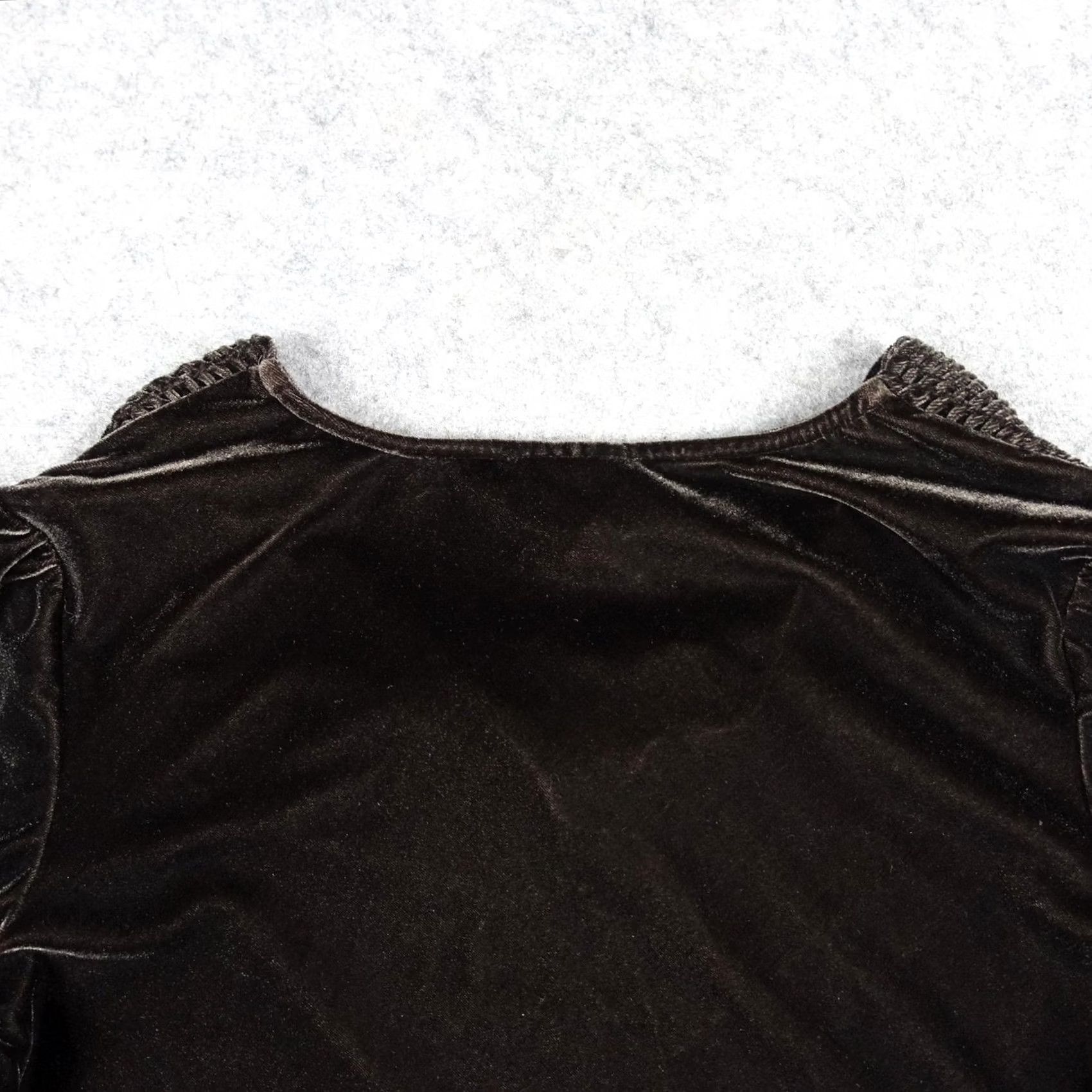 Velvet VINTAGE Ice Blouse Womens Medium Brown Velvet Velour Cowl Bell Sleeve Top Y2K Mens Womens Boys Girls Size M / US 6-8 / IT 42-44 - 7 Thumbnail