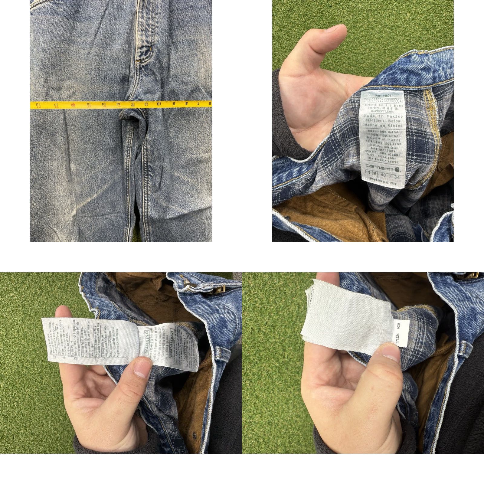 Carhartt Carhartt Jeans Mens 40x34 Relaxed Fit Denim Workwear B172 DST Flannel Lined Blue 90s Logo Workwear Mens Jeans Size US 40 / EU 56 - 8 Thumbnail