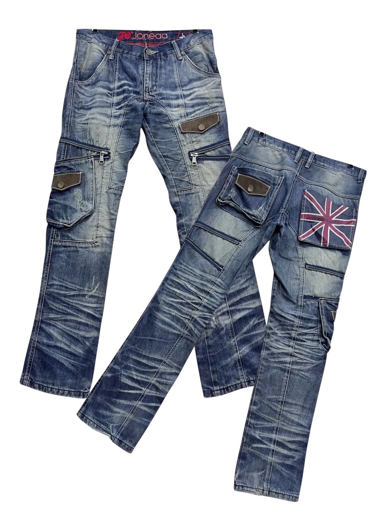 Vintage Punk Grunge Union Jack Mudwash Cargo Denim (W31)