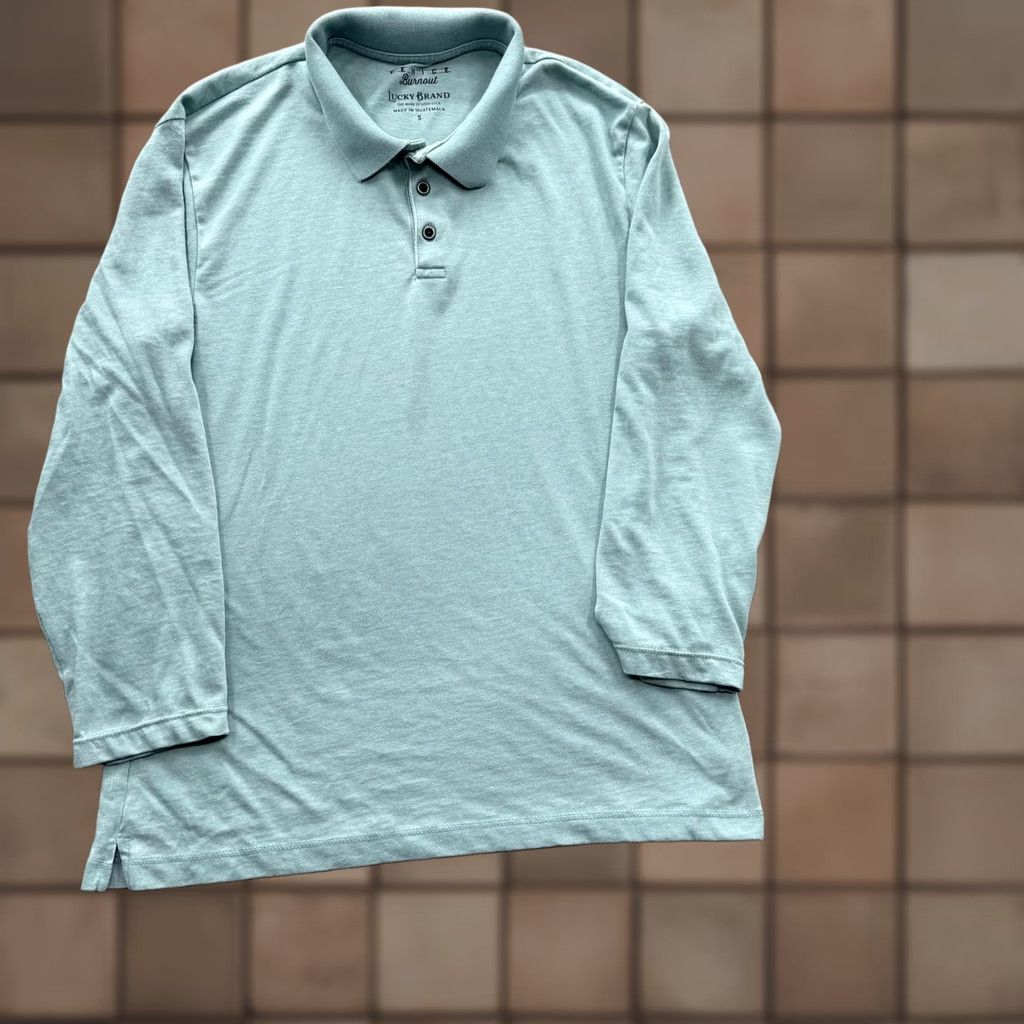 Lucky Brand Lucky Brand Polo Shirt Mens Small Green Long Sleeve Venice Burnout Top Size US S / EU 44-46 / 1 - 1 Thumbnail