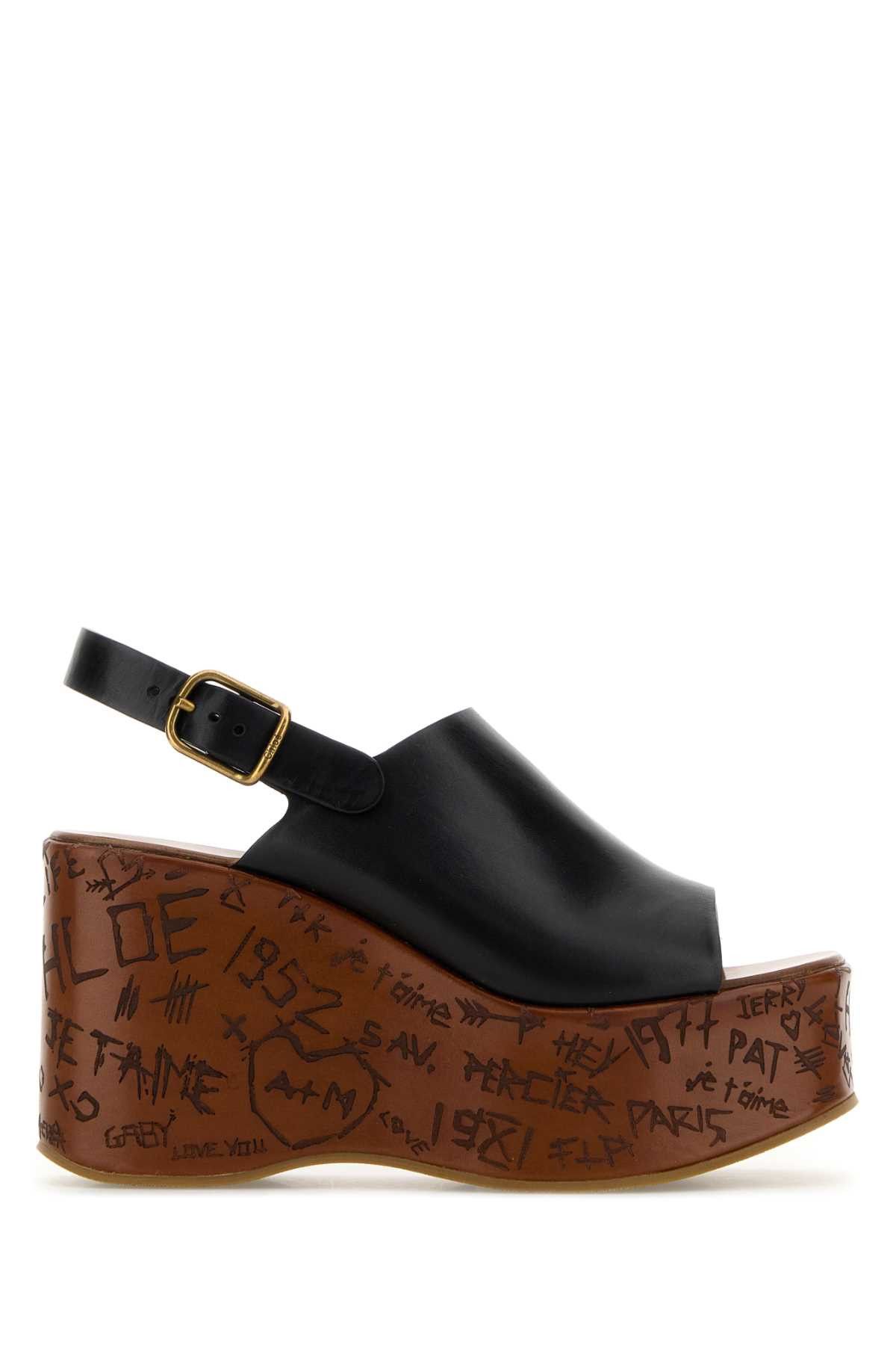 Chloe Black Leather Maxime Wedges Size US 10 / IT 40 - 1 Thumbnail