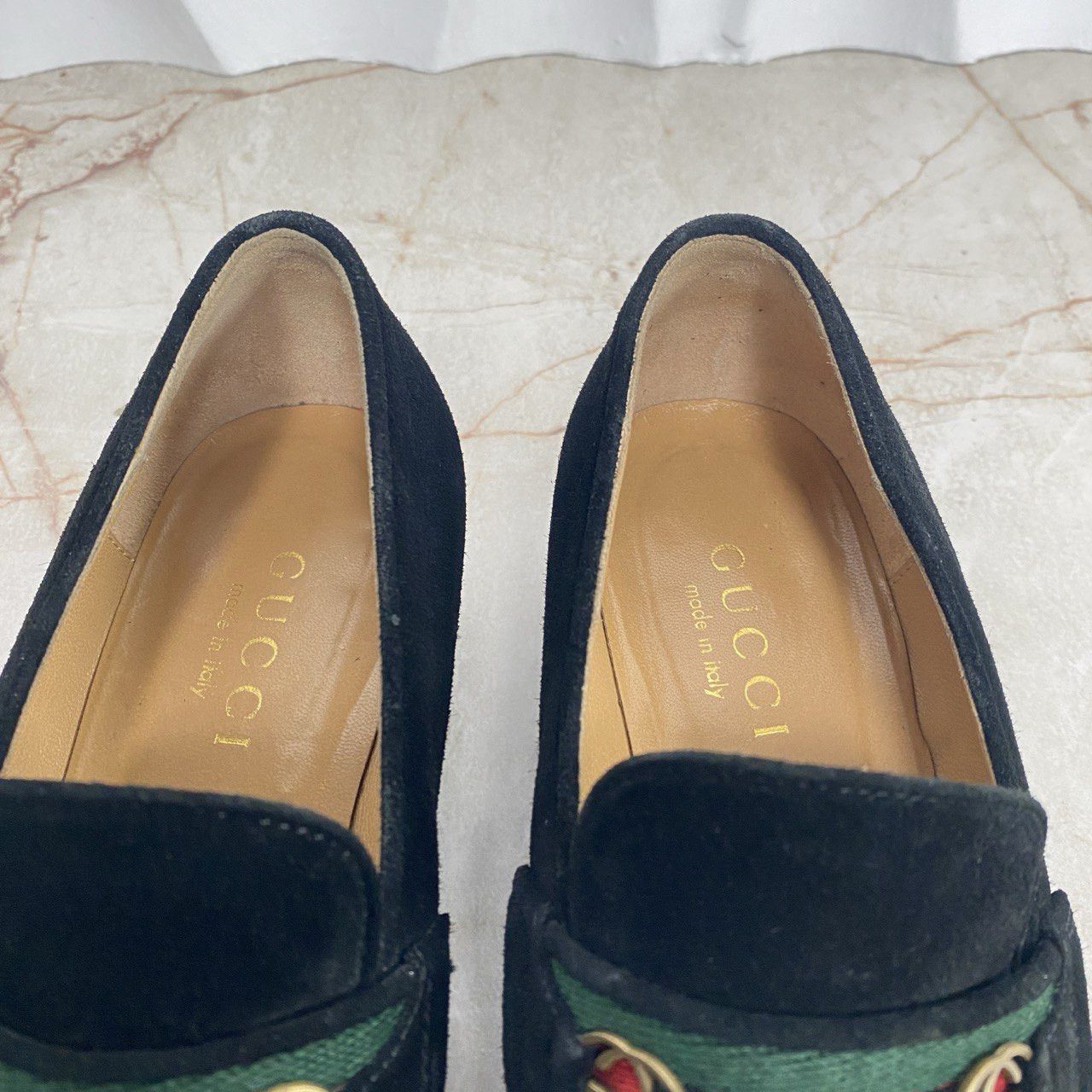 Gucci Horsebit Web Vintage Loafers Black Suede Size US 7.5 / IT 37.5 - 9 Thumbnail