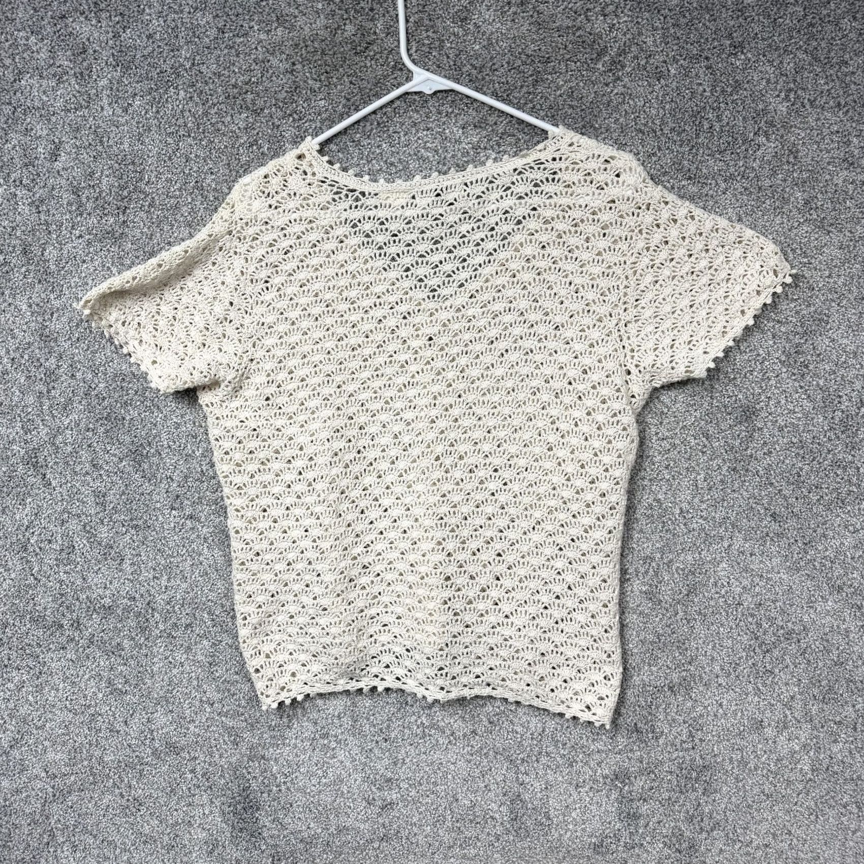 Vintage VINTAGE White Stag Cardigan Sweater Womens M White Crochet Open-Knit Beachy 90s Lightweight Sheer Casual Cottagecore Size M / US 6-8 / IT 42-44 - 6 Thumbnail