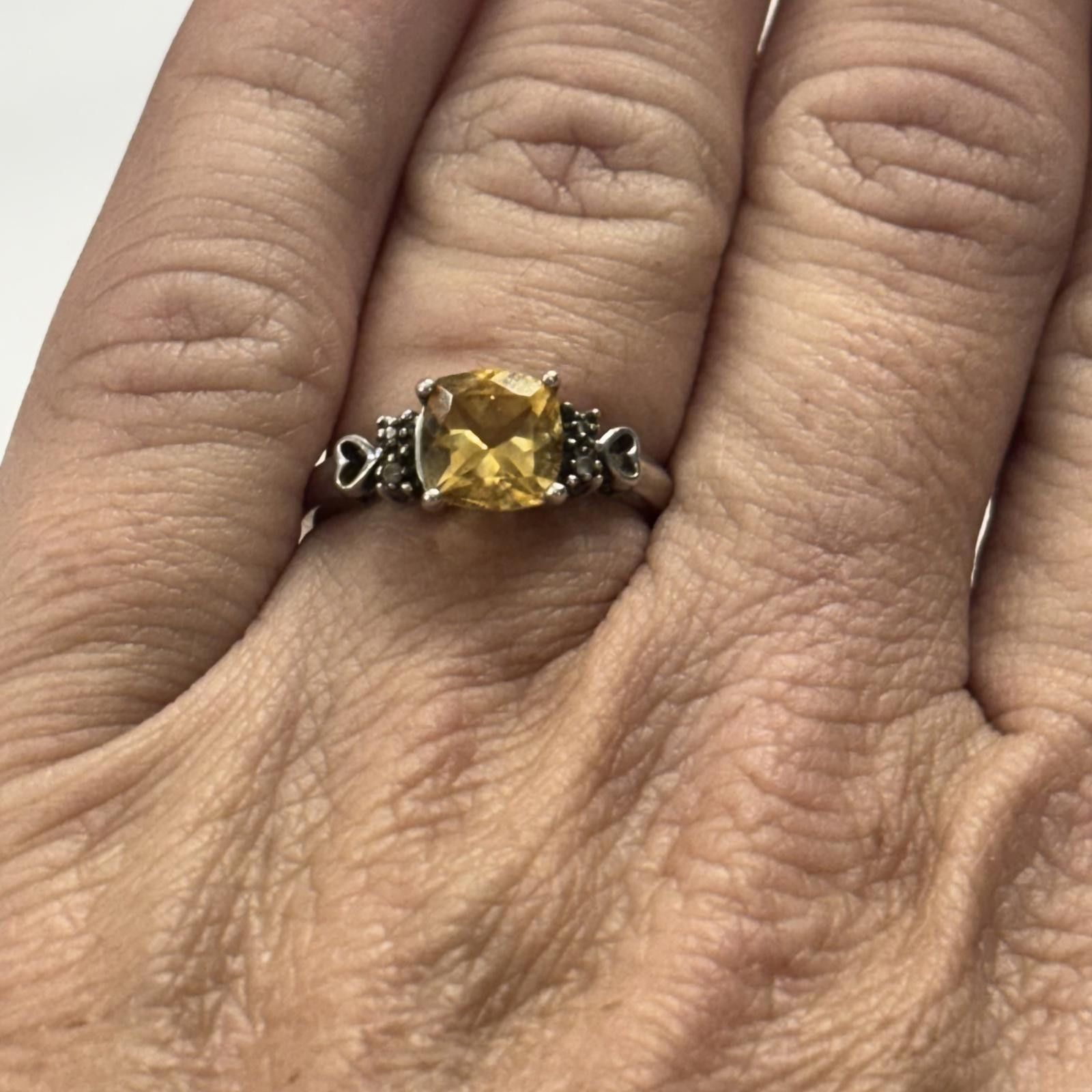 Other Vtg 90s Citrine Sterling ring with heart details sz 6.25 Size ONE SIZE - 5 Thumbnail