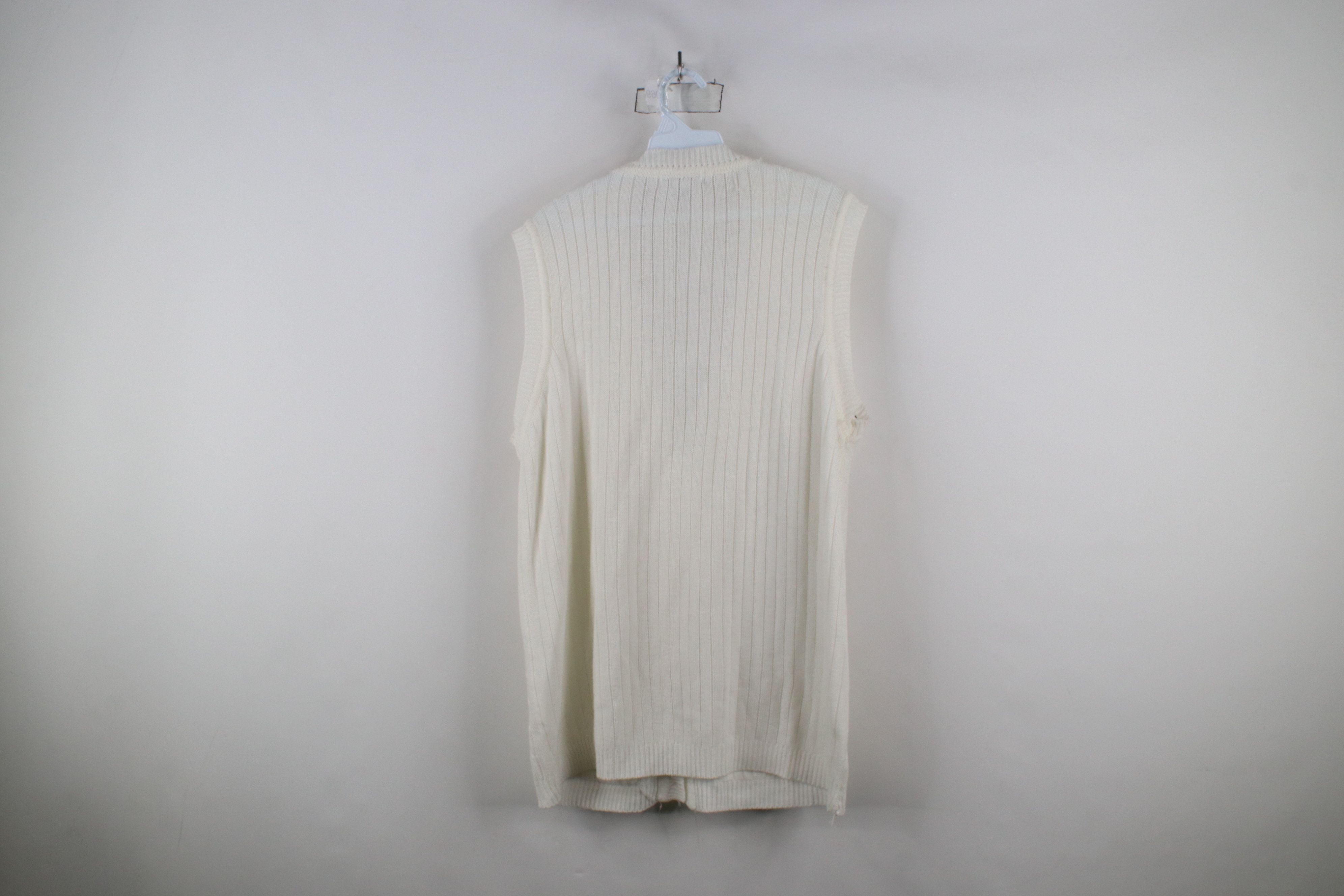 Vintage Vintage 90s Streetwear Knit Cardigan Sweater Vest White Size XL / US 12-14 / IT 48-50 - 12 Thumbnail
