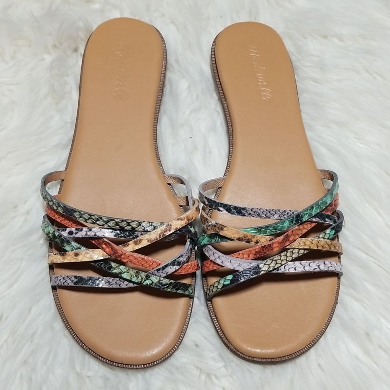 Madewell Madewell Tracie Snakeskin Print Leather Slide Sandals Size US 8 / IT 38 - 1 Thumbnail