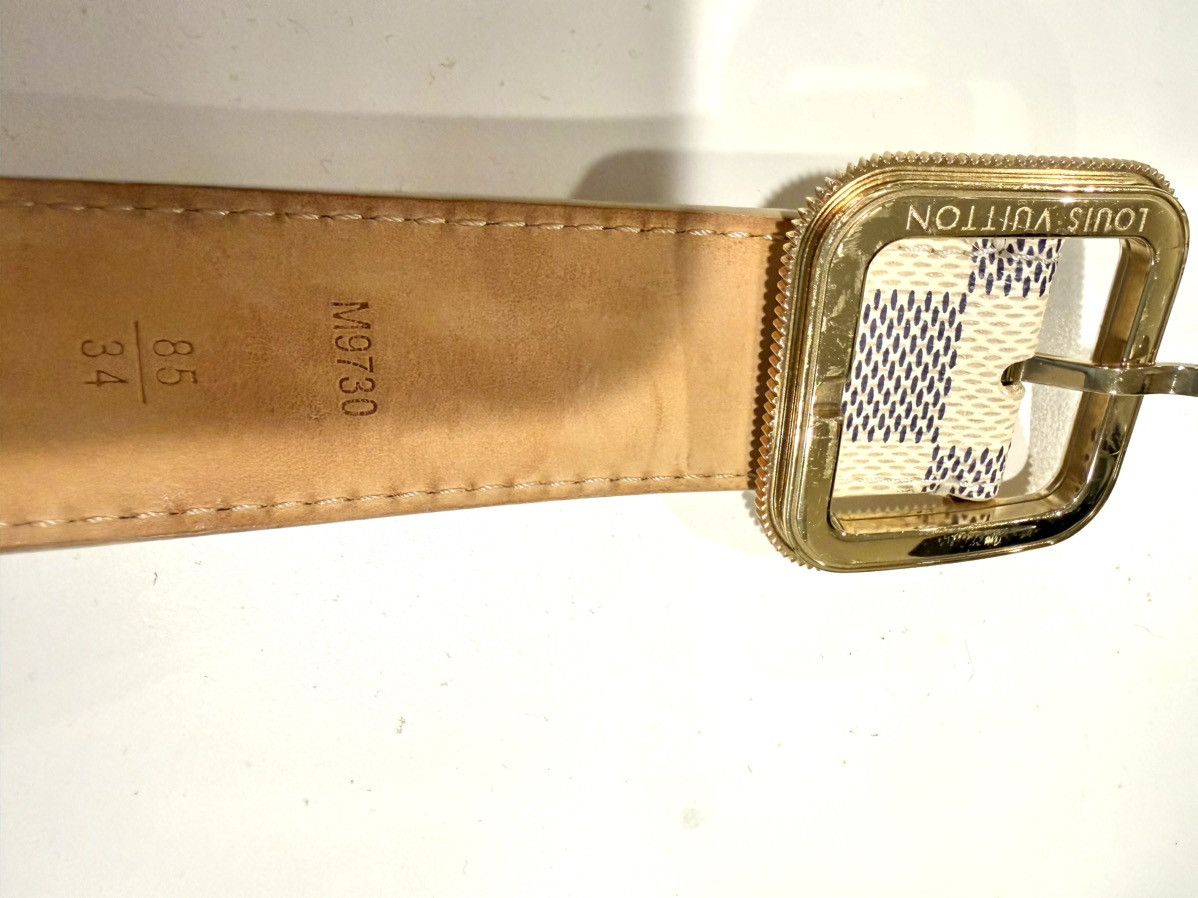Louis Vuitton Louis Vuitton Damier Azur Belt 85/34 White LV Buckle Size ONE SIZE - 5 Thumbnail
