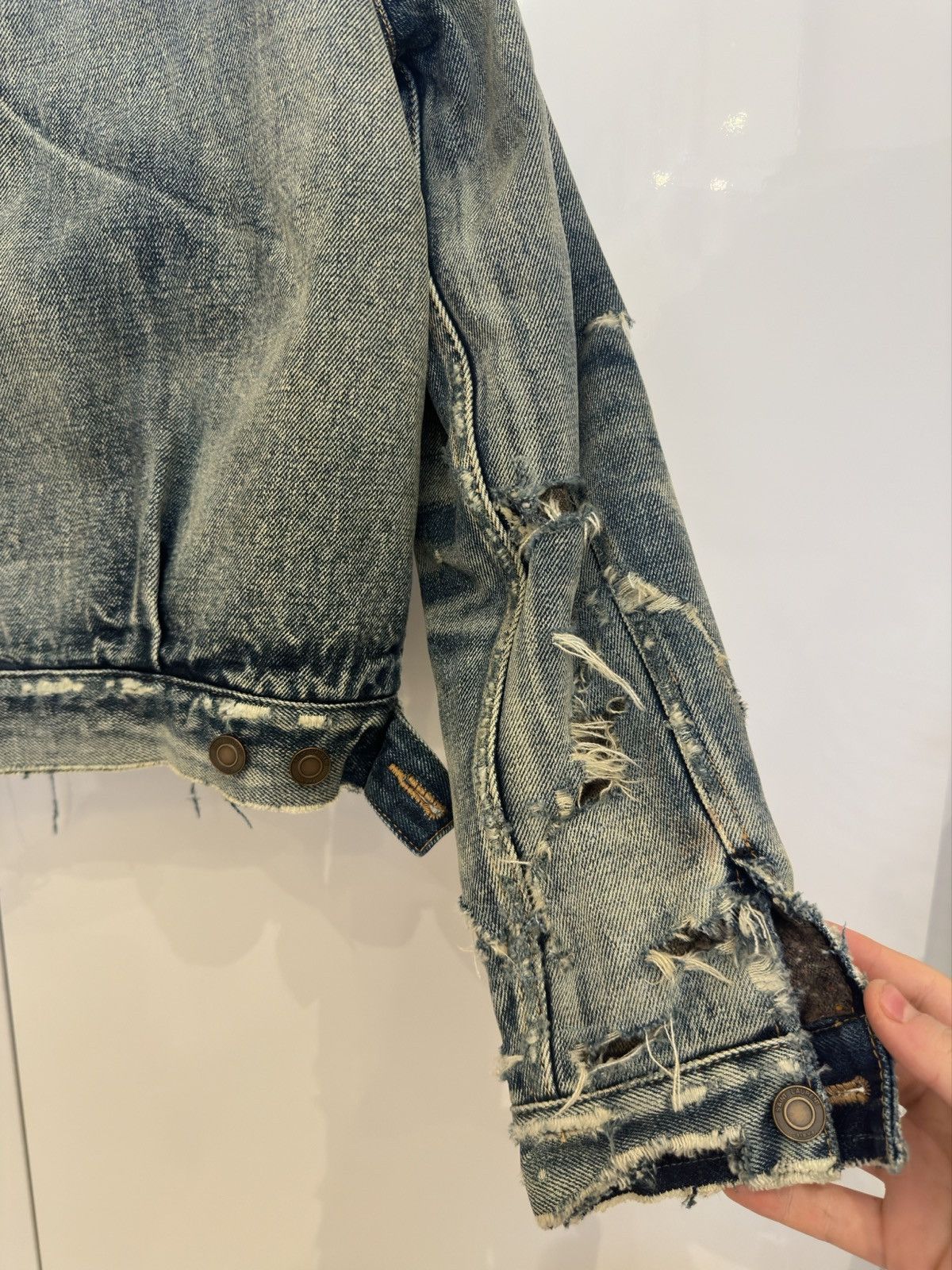 Hedi Slimane × Saint Laurent Paris STEAL!! Distressed Hedi Slimane X Saint Laurent Denim Jacket Size US S / EU 44-46 / 1 - 9 Thumbnail