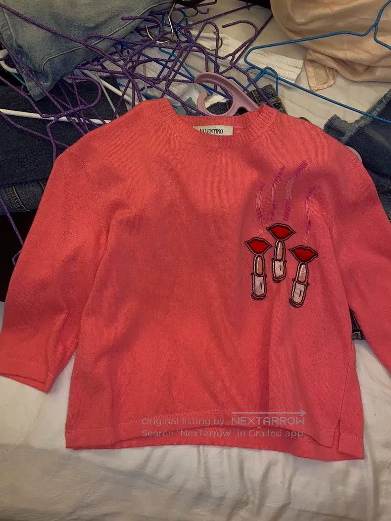 Valentino Valentino Main thread pink lipstick pattern knitted thinly Size S / US 4 / IT 40 - 2 Thumbnail