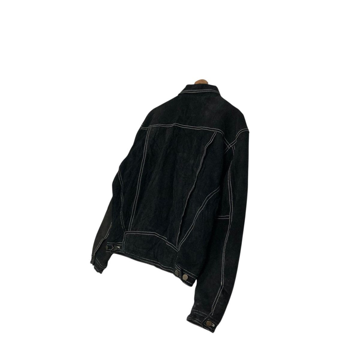 Japanese Brand 🔥VINTAGE TRUCKER BIKER LEATHER JACKET UNBRANDED ISSEY MIYAKE Size US M / EU 48-50 / 2 - 12 Thumbnail