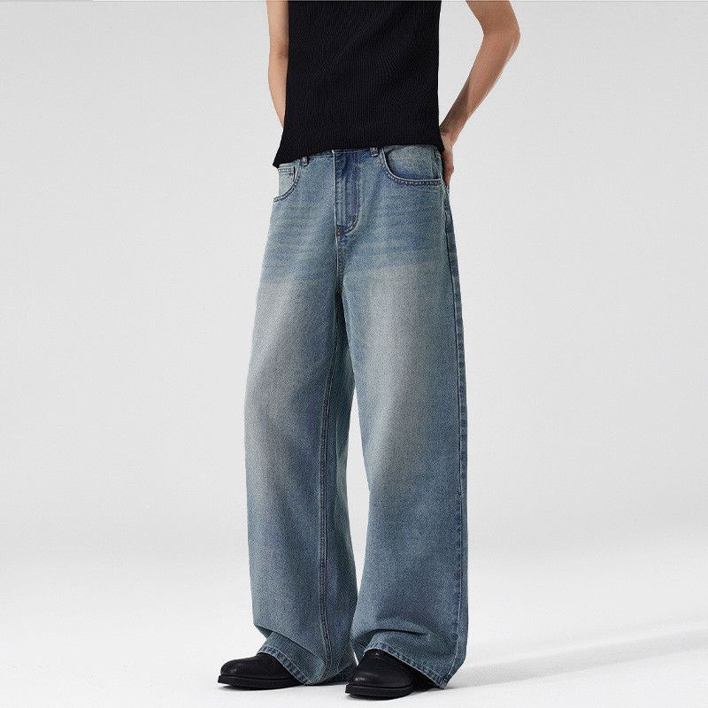 Japanese Brand American retro loose-fitting distressed jeans for men Size US 32 / EU 48 - 3 Thumbnail