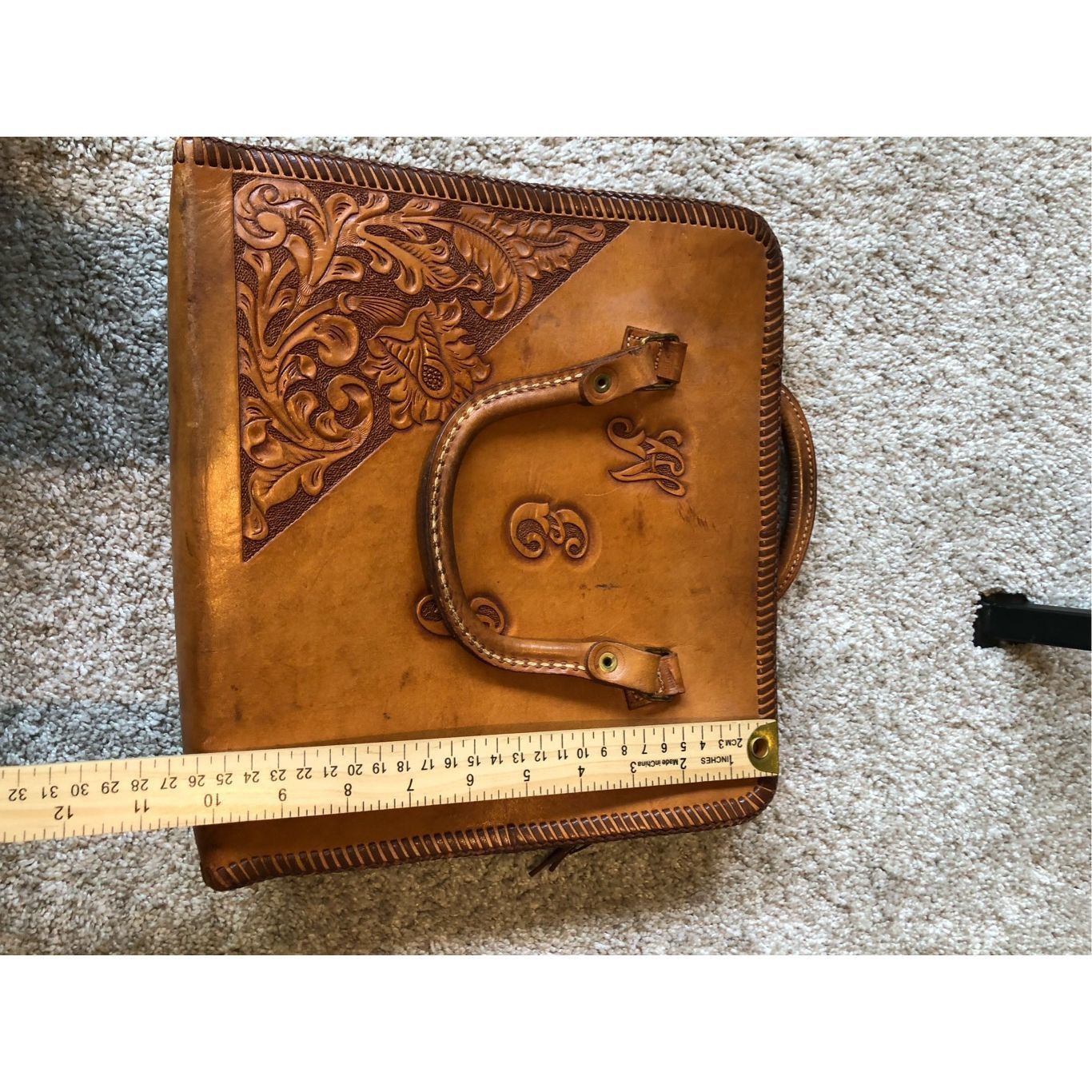 Other Vintage “W.E.J.” Initialed Women’s Brown Leather Hand Bag Size ONE SIZE - 9 Thumbnail