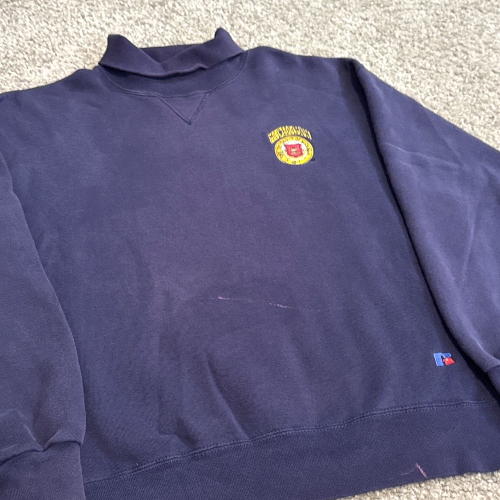 Russell Athletic VINTAGE 90s Russell Athletic Michigan Wolverines Turtleneck Sweatshirt L Mens Blue Shirt Size US L / EU 52-54 / 3 - 5 Thumbnail