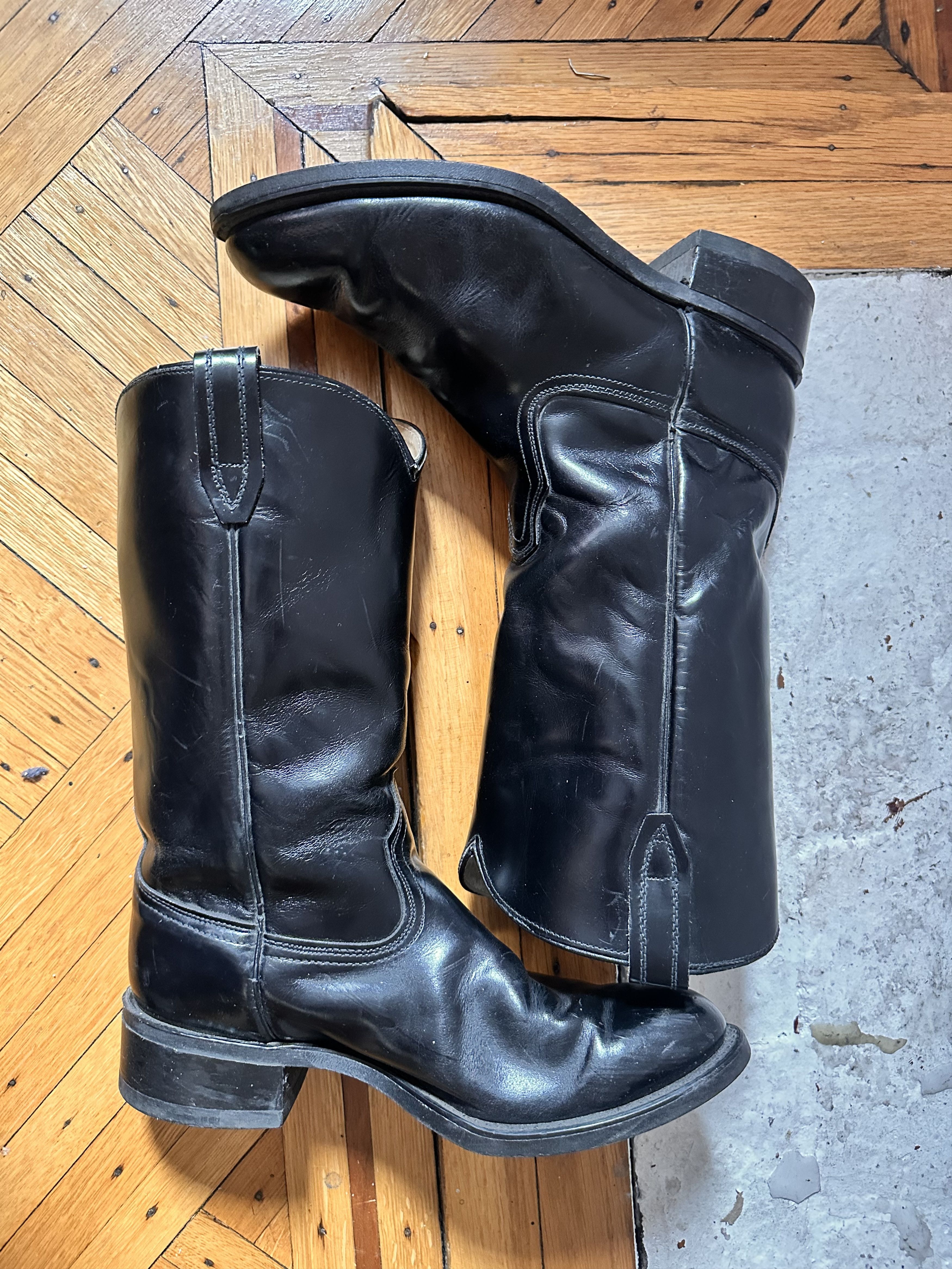 Vintage Black Leather Western Boots - 9.5 Men display picture 3