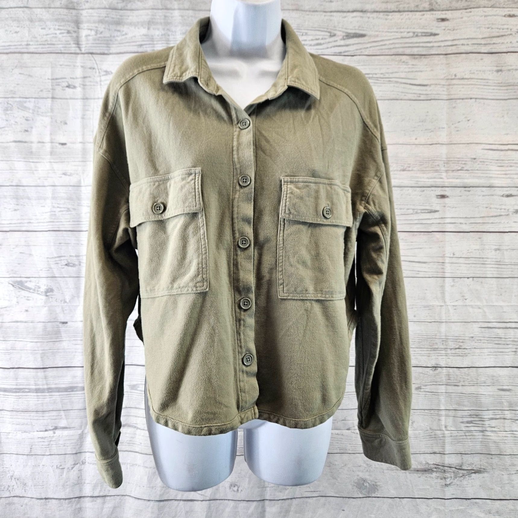 Vintage bobi Los Angeles Womens Button Front Shirt Sz Medium Green Long Sleeve Cotton Size M / US 6-8 / IT 42-44 - 2 Thumbnail