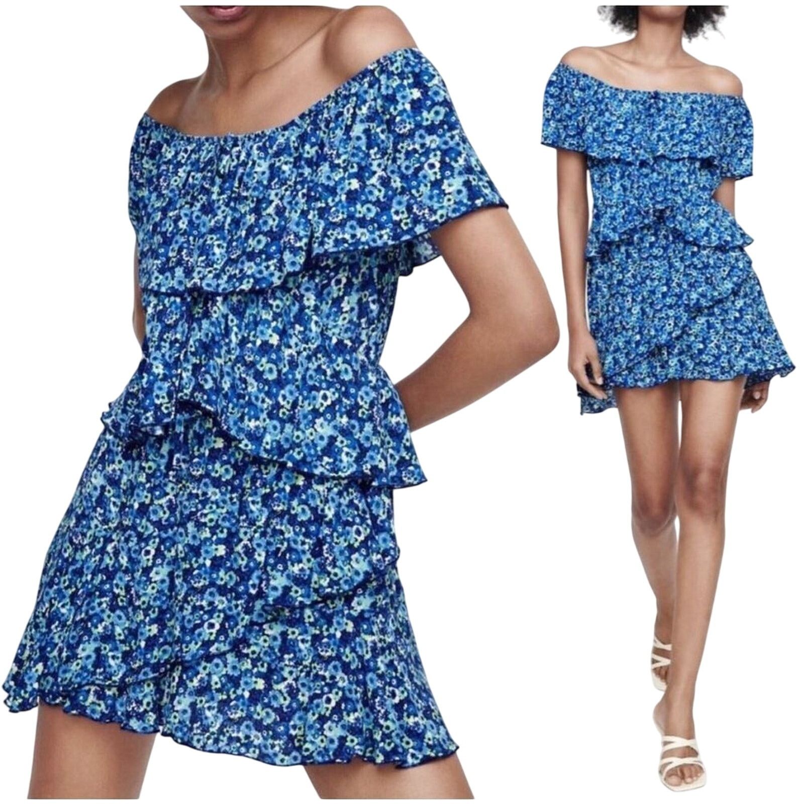 Zara Zara Tiered Blue Floral Cottagecore Jumpsuit Romper MEDIUM Size M / US 6-8 / IT 42-44 - 2 Thumbnail
