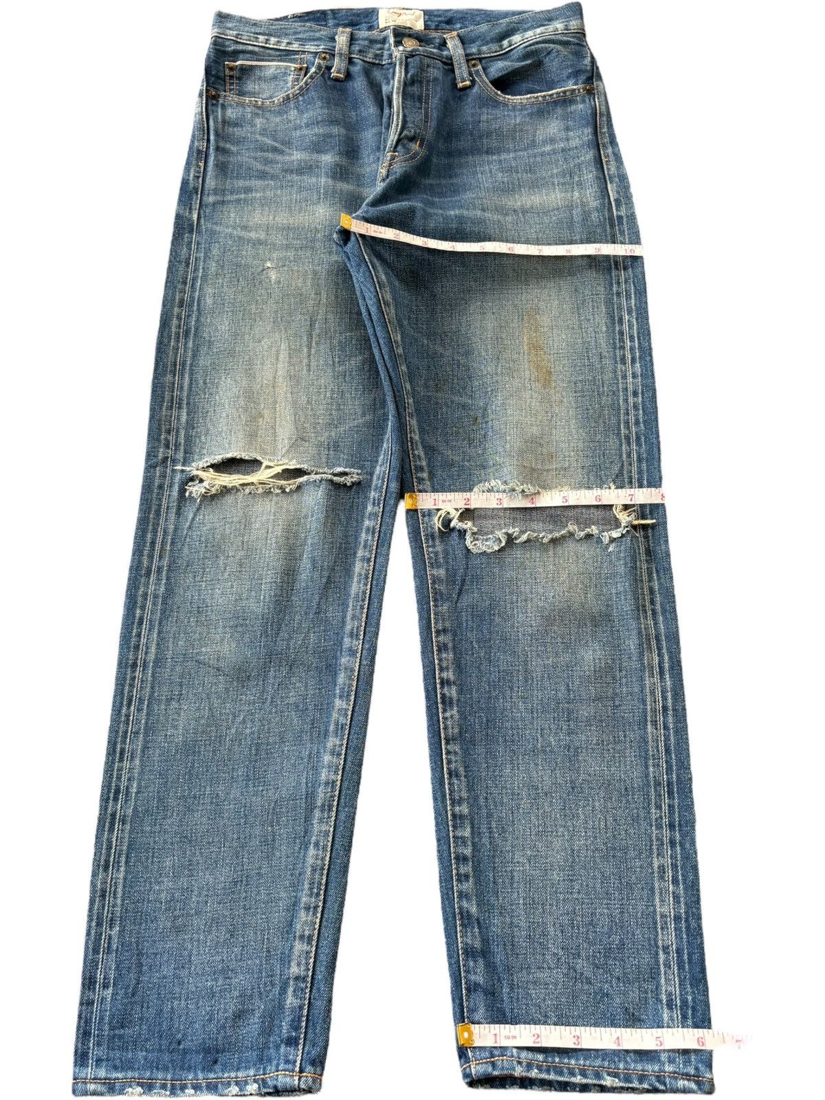 Edwin Vintage Japanese Brand Mud Wash Distressed Selvedge Jeans Size 28" / US 6 / IT 42 - 8 Thumbnail