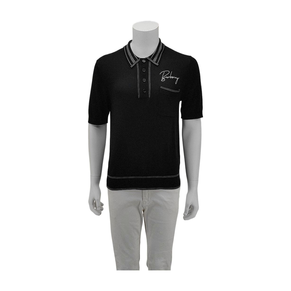 Burberry Burberry Silk Logo Polo Shirt Black Size S Size US S / EU 44-46 / 1 - 1 Thumbnail