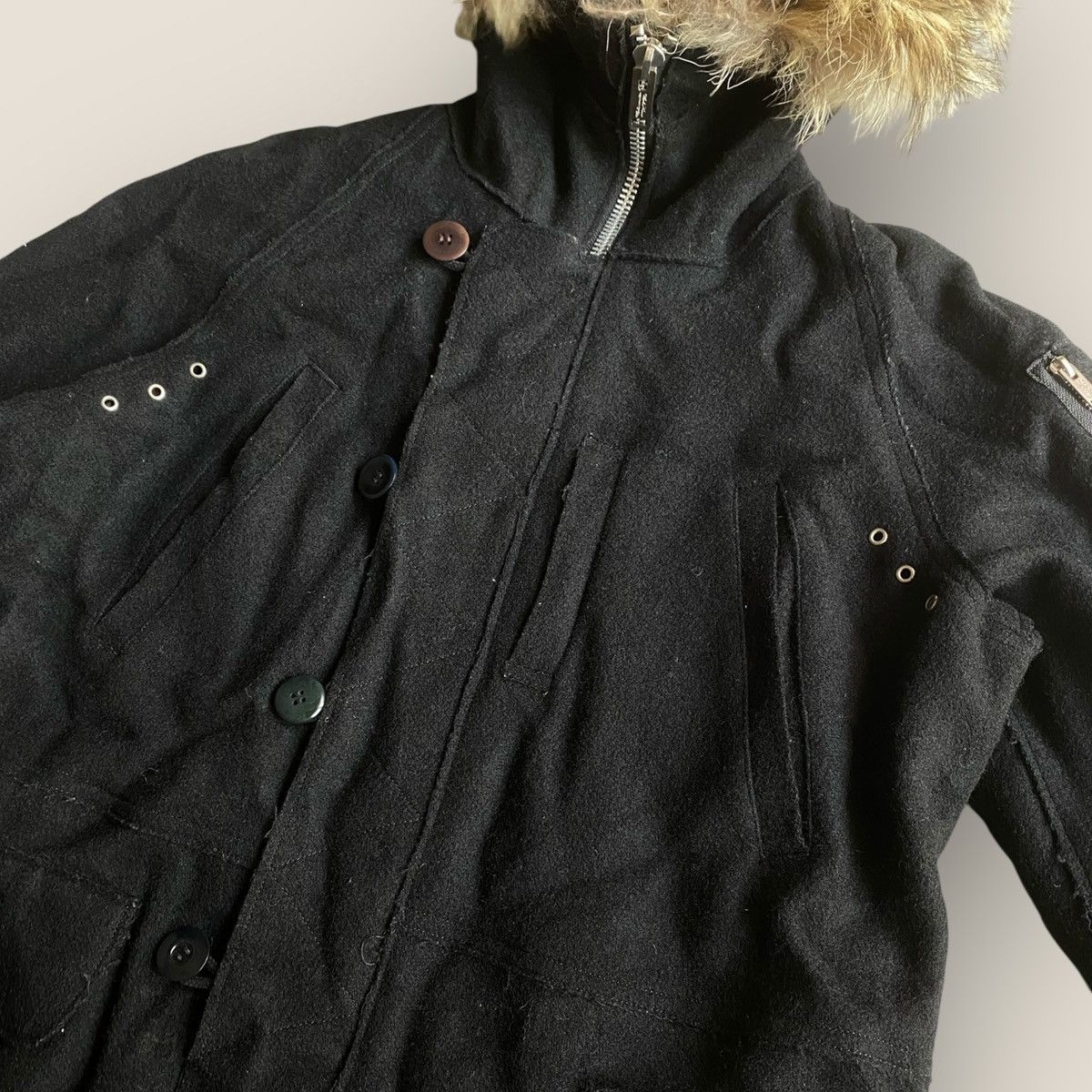 Undercover Fall12 “Psycho Color” Coyote Fur Wool Short Parkas Size US M / EU 48-50 / 2 - 3 Thumbnail