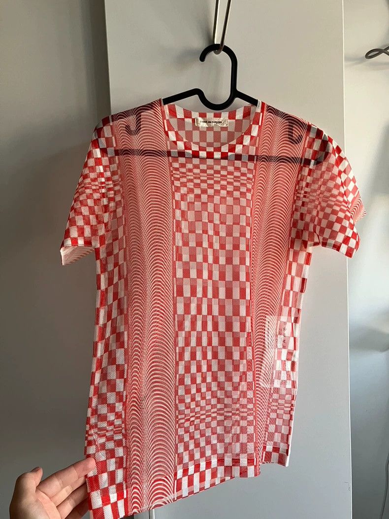 Comme des Garcons Comme Des Garcons Red See-Through Gauze Checkerboard Short Size S / US 4 / IT 40 - 2 Thumbnail