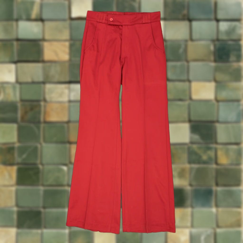 Vintage VINTAGE Eldorado Men's VTG 1970s NOS Red Polyester Bellbottoms Pants 28x31 Disco 70s Mens Size US 28 / EU 44 - 1 Thumbnail