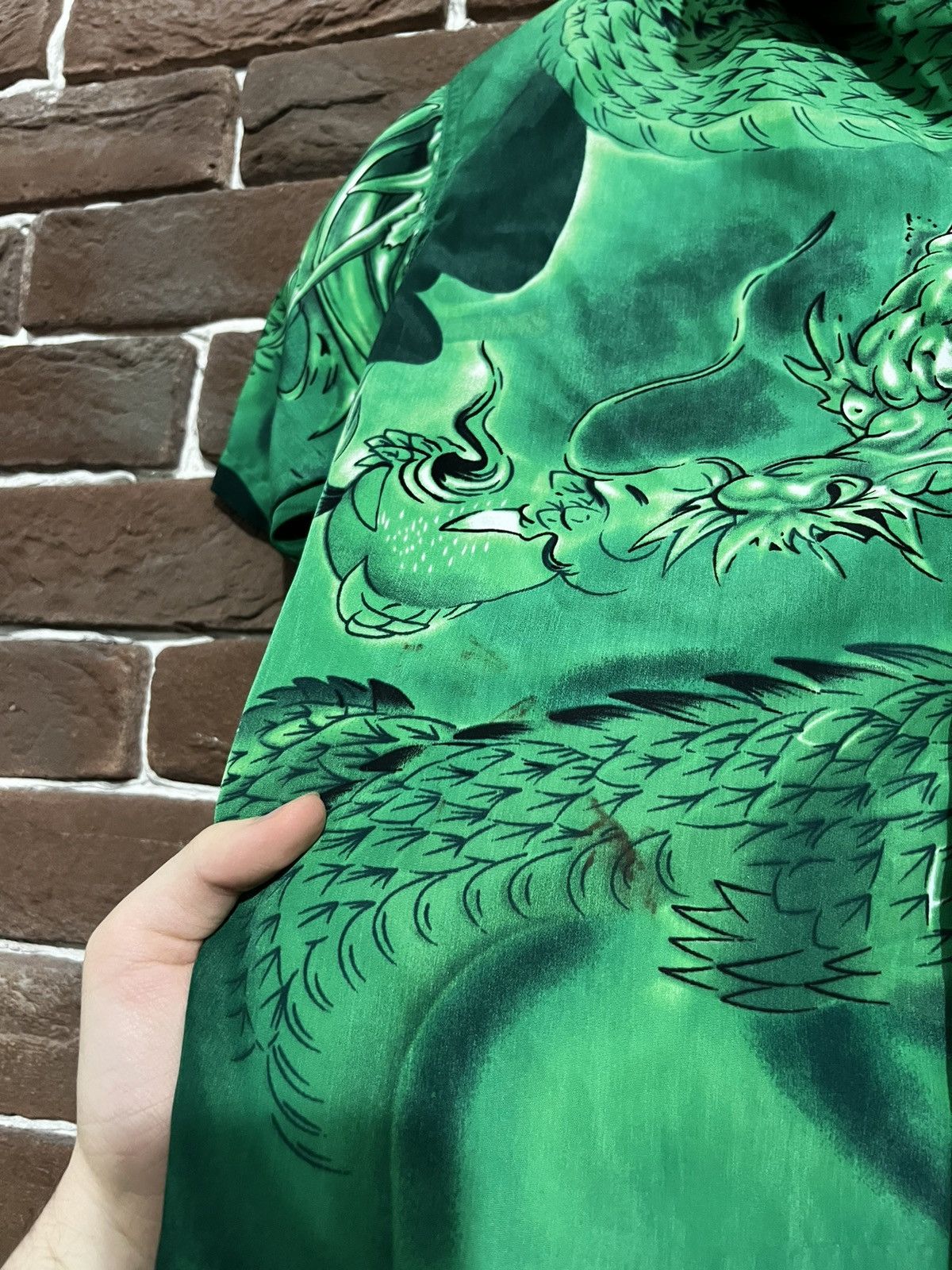 Japanese Brand Vintage Y2k Dragon Flames Drip Button Up Shirt Lik Prada Y2k Size S / US 4 / IT 40 - 3 Thumbnail