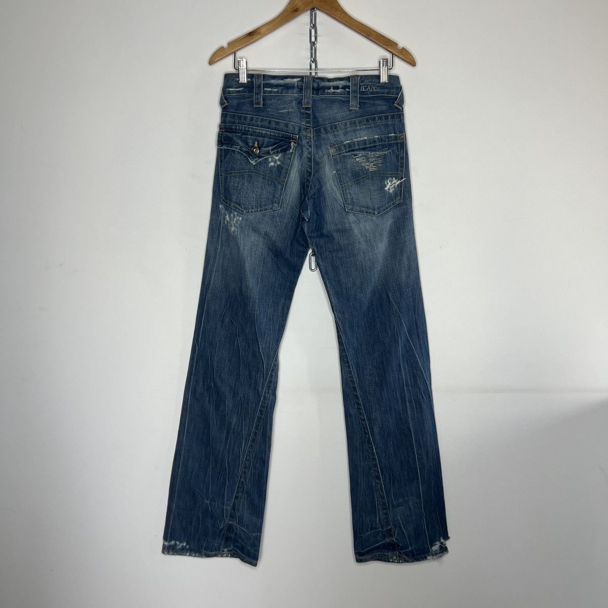 Giorgio Armani × Japanese Brand × Vintage Armani Big Logo Parachute Japanese Denim Pants Y2K Jeans Size US 30 / EU 46 - 1 Thumbnail