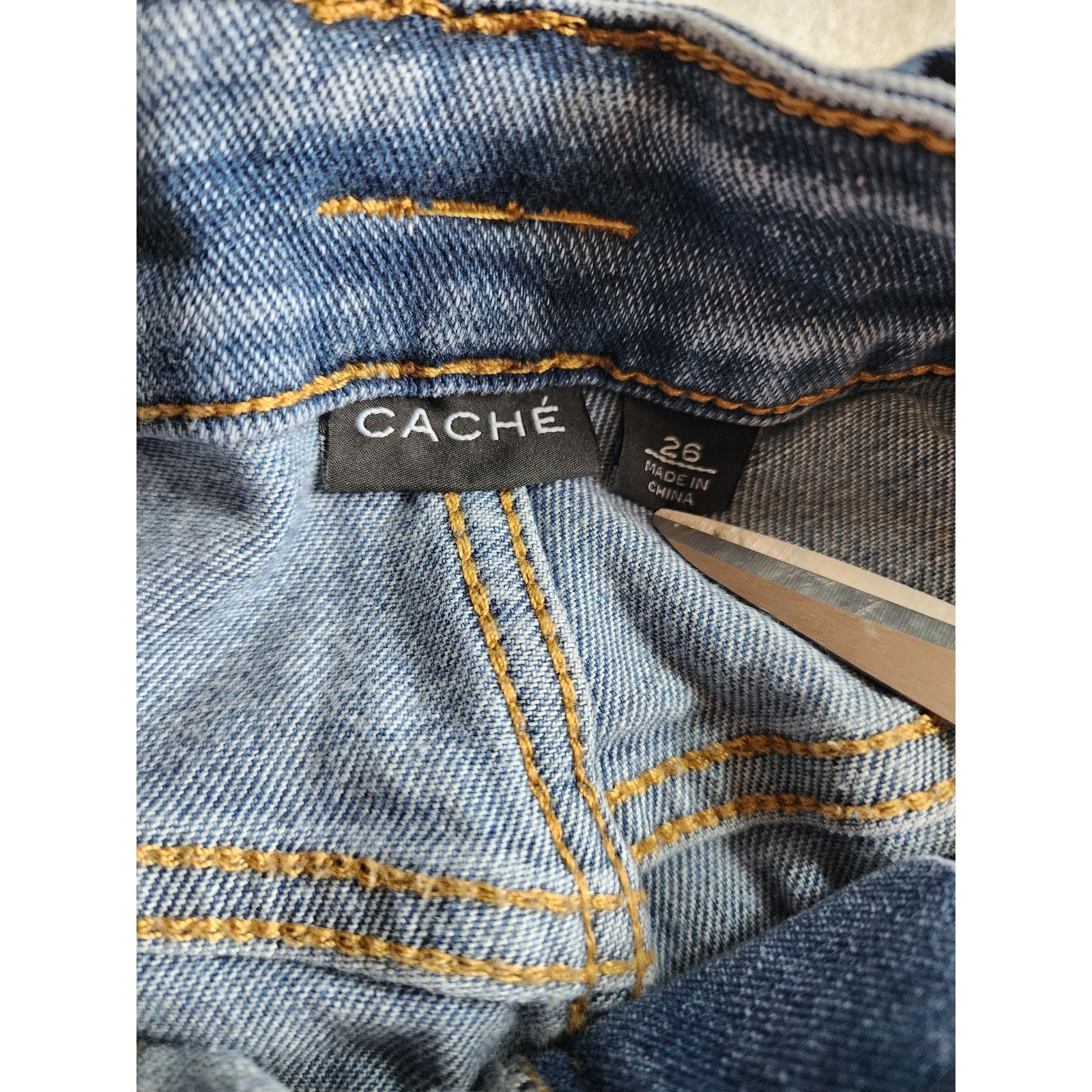 Other Cache Wide Leg Flare Jeans Size 26 Gold Horse Bit Hardware Size 26" / US 2 / IT 38 - 3 Thumbnail