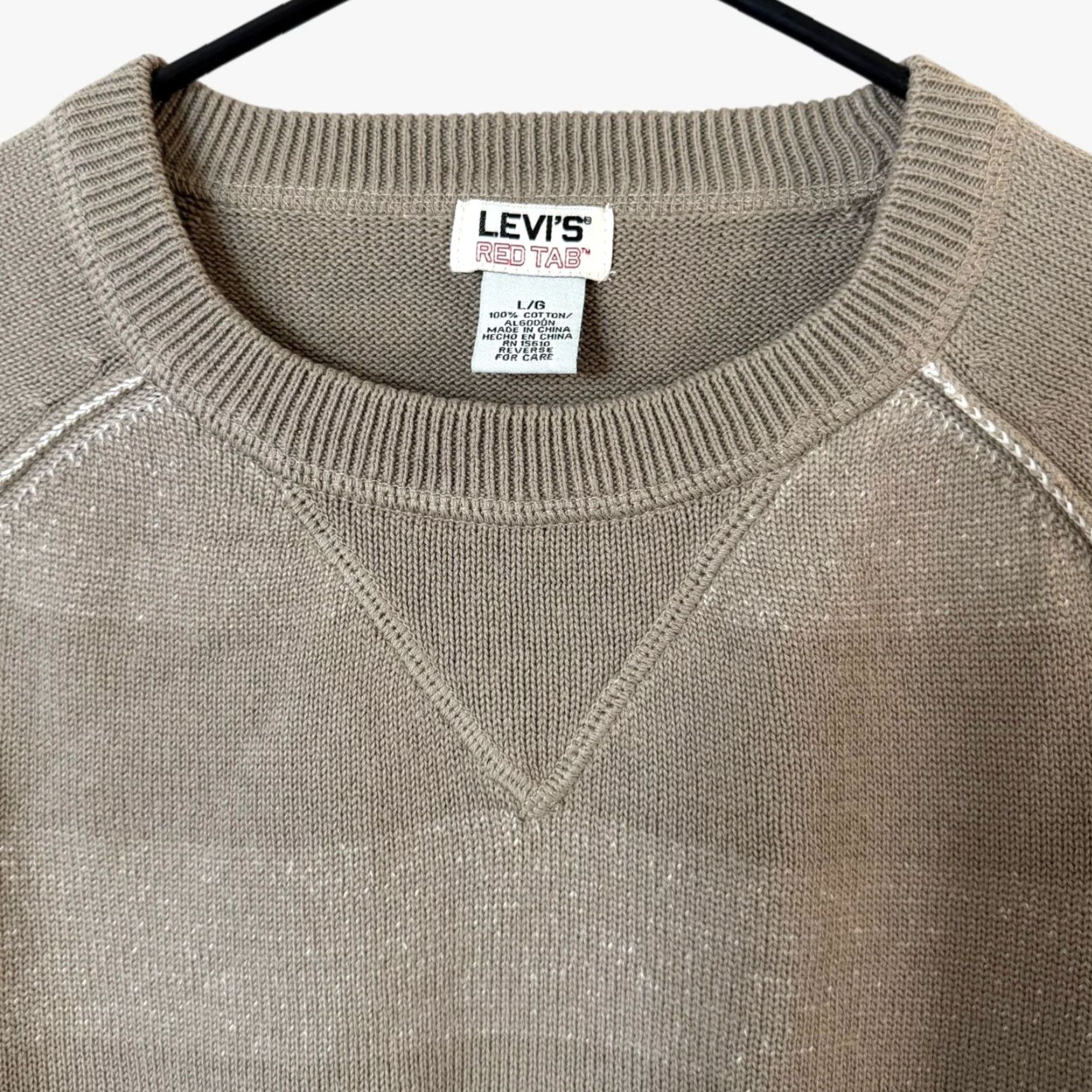 Levi's VINTAGE Levi's Sweater Crewneck Raglan Long Sleeve Men's Large Tan Cotton City Classic Preppy Fall Winter Size US L / EU 52-54 / 3 - 5 Thumbnail