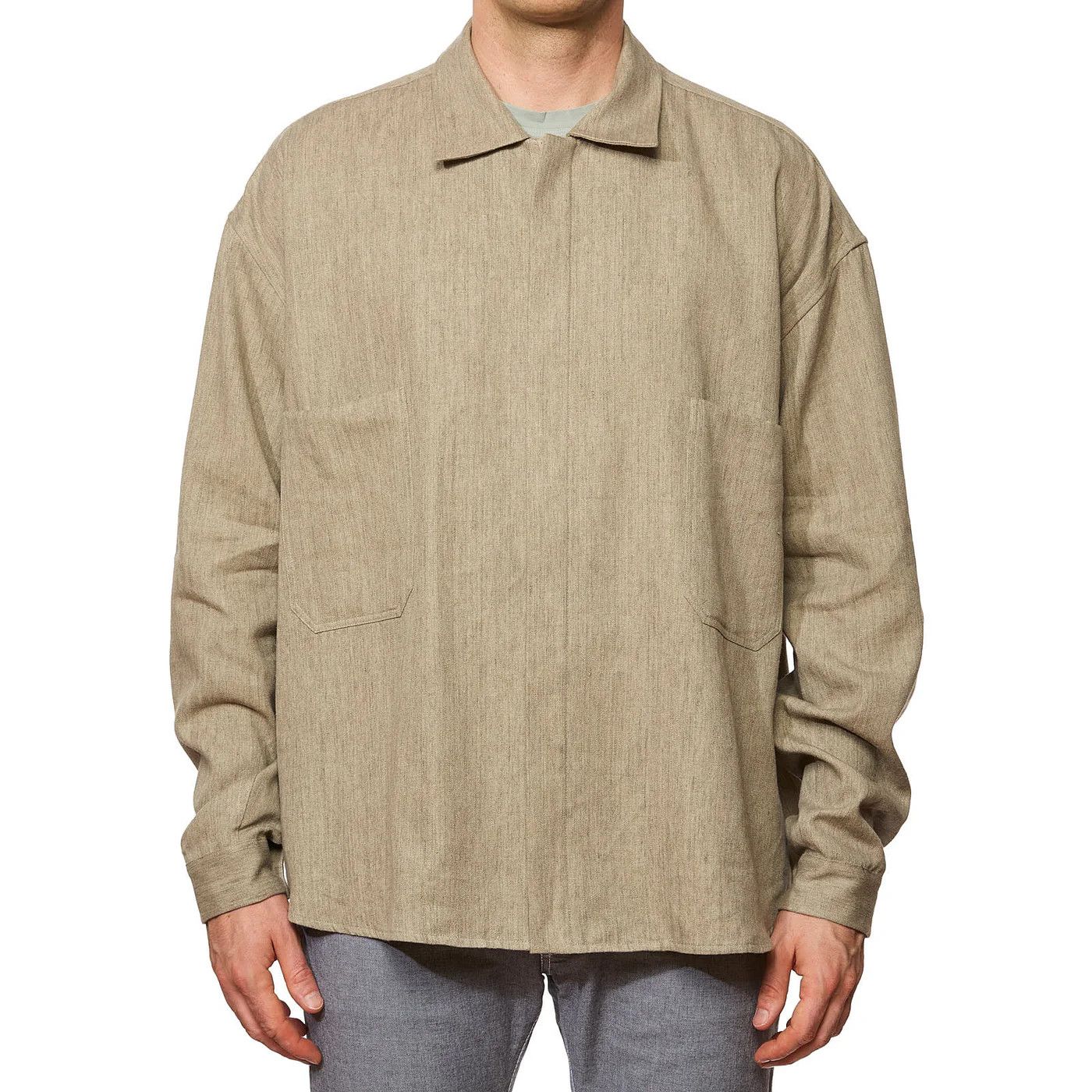 The Row THE ROW "Amoneto" Beige Linen-Cashmere Jacket Overshirt Size US L / EU 52-54 / 3 - 3 Thumbnail