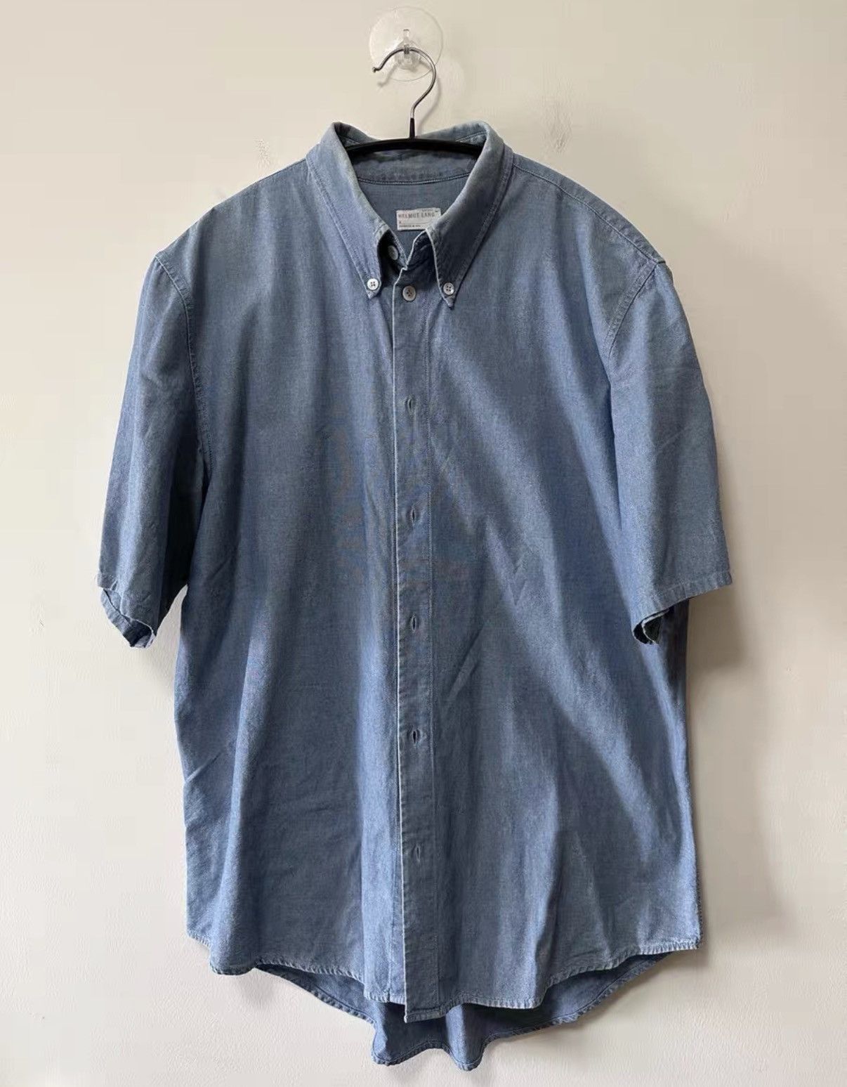Helmut Lang Blue Short-Sleeve Button-Up Shirt Size US L / EU 52-54 / 3 - 1 Thumbnail