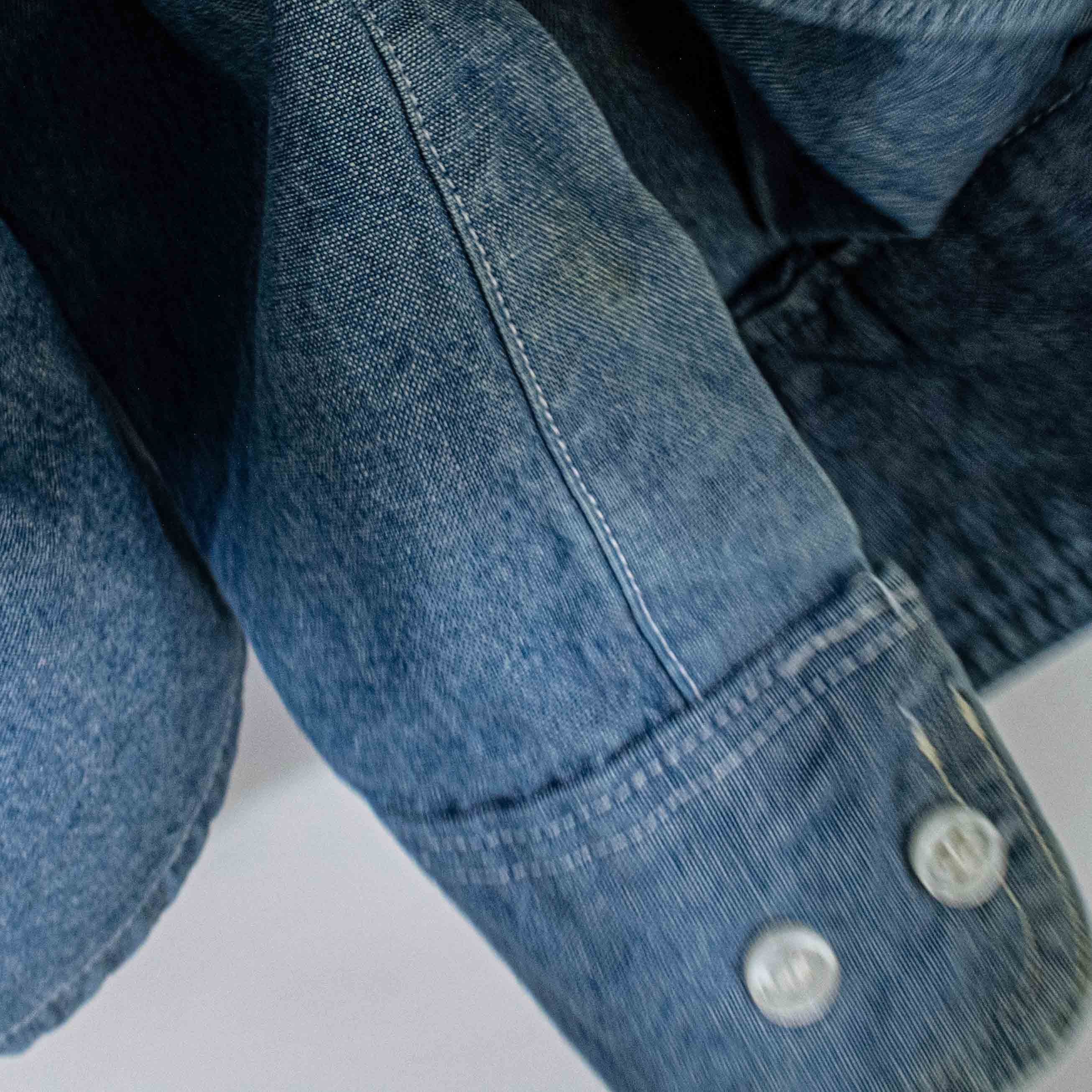 J. Peterman J Peterman Denim Shirt Double Pocket Distressed Workwear Y2K Size US XXL / EU 58 / 5 - 10 Thumbnail