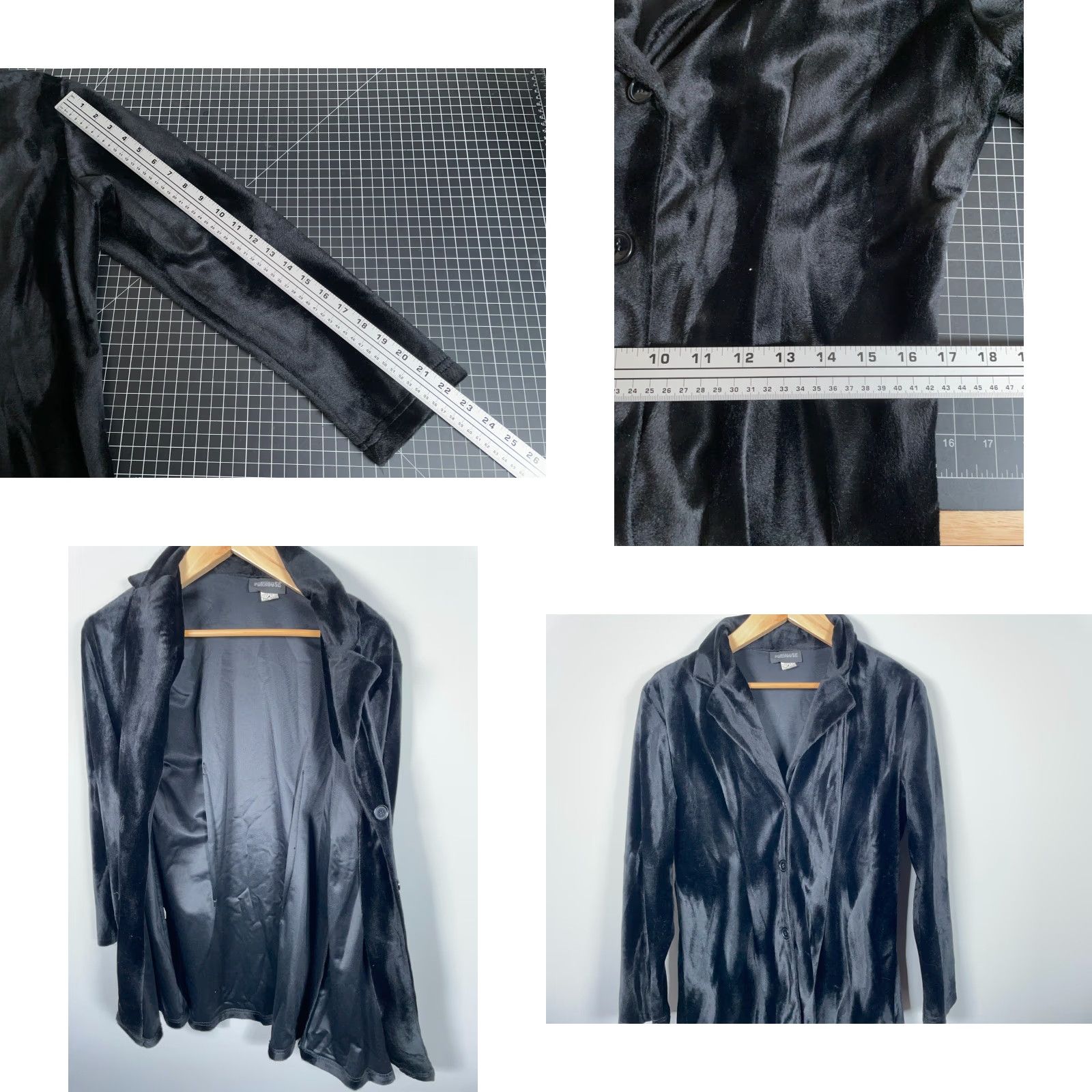 Velour VINTAGE Funhouse 90s Velour Long Shirt Shacket Women Large Black Gothic Steampunk Cosplay Grunge Shirt Womens Large Velour Shacket Size L / US 10 / IT 46 - 8 Thumbnail