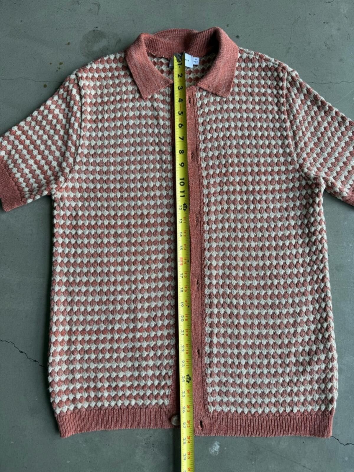 Topman Topman / Crochet Knit Button Up Polo Textured / Rust Size US M / EU 48-50 / 2 - 7 Thumbnail